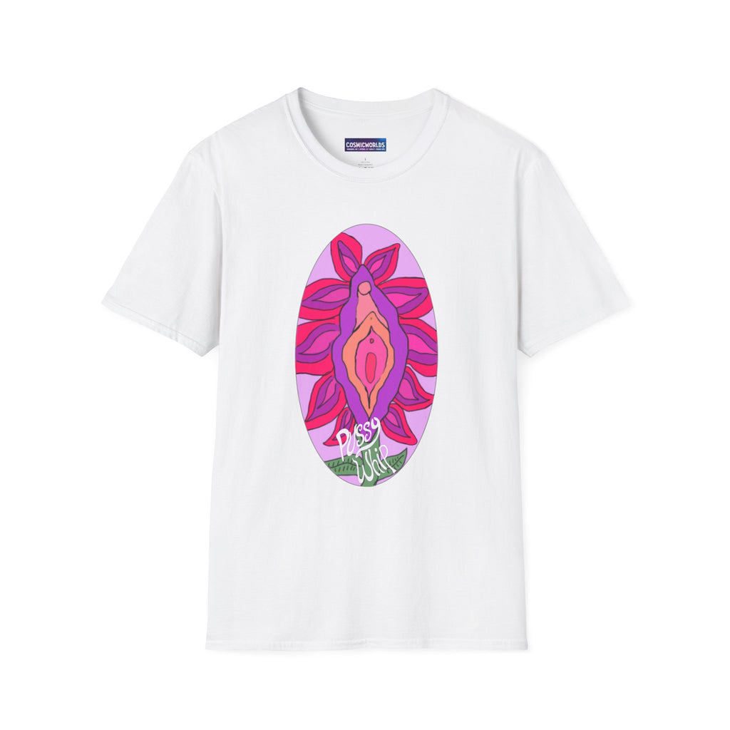 Pussy Whip Honeybee Herbs Product T-Shirt — Psychedelic Flower Portrait Graphic Tee