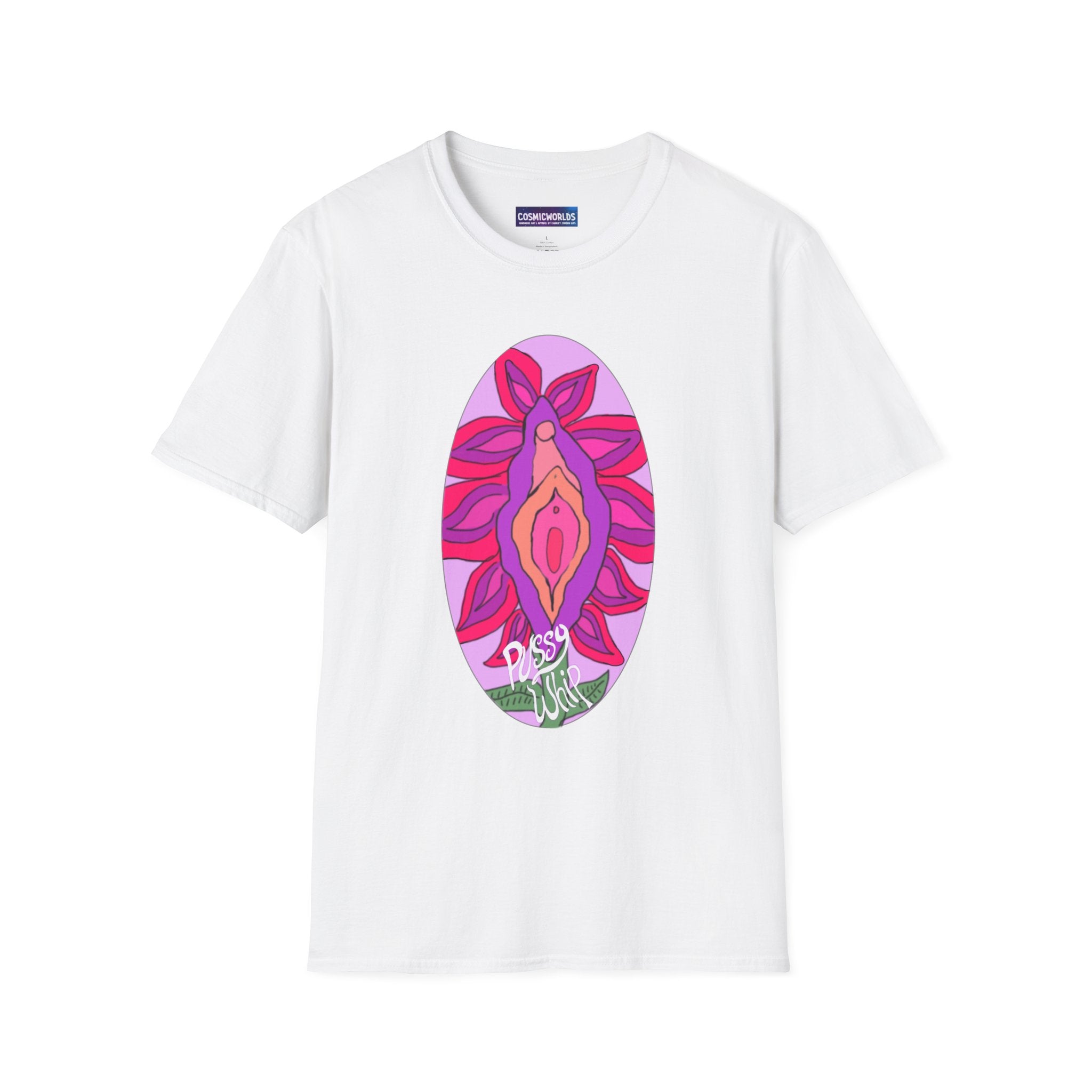 Pussy Whip Honeybee Herbs Product T-Shirt — Psychedelic Flower Portrait Graphic Tee