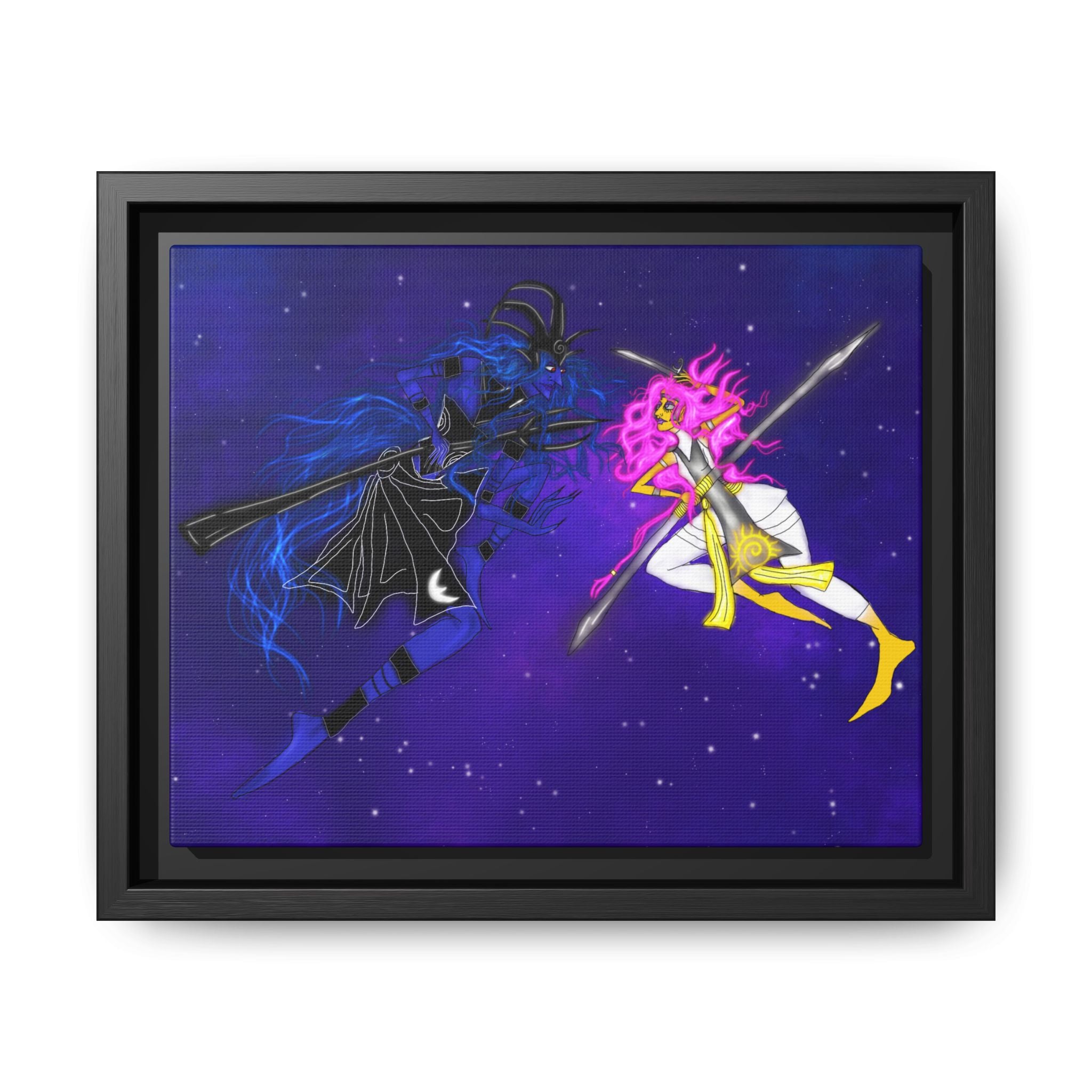 Framed Matte Canvas — Cosmic Duel Sailor Warriors Wall Art