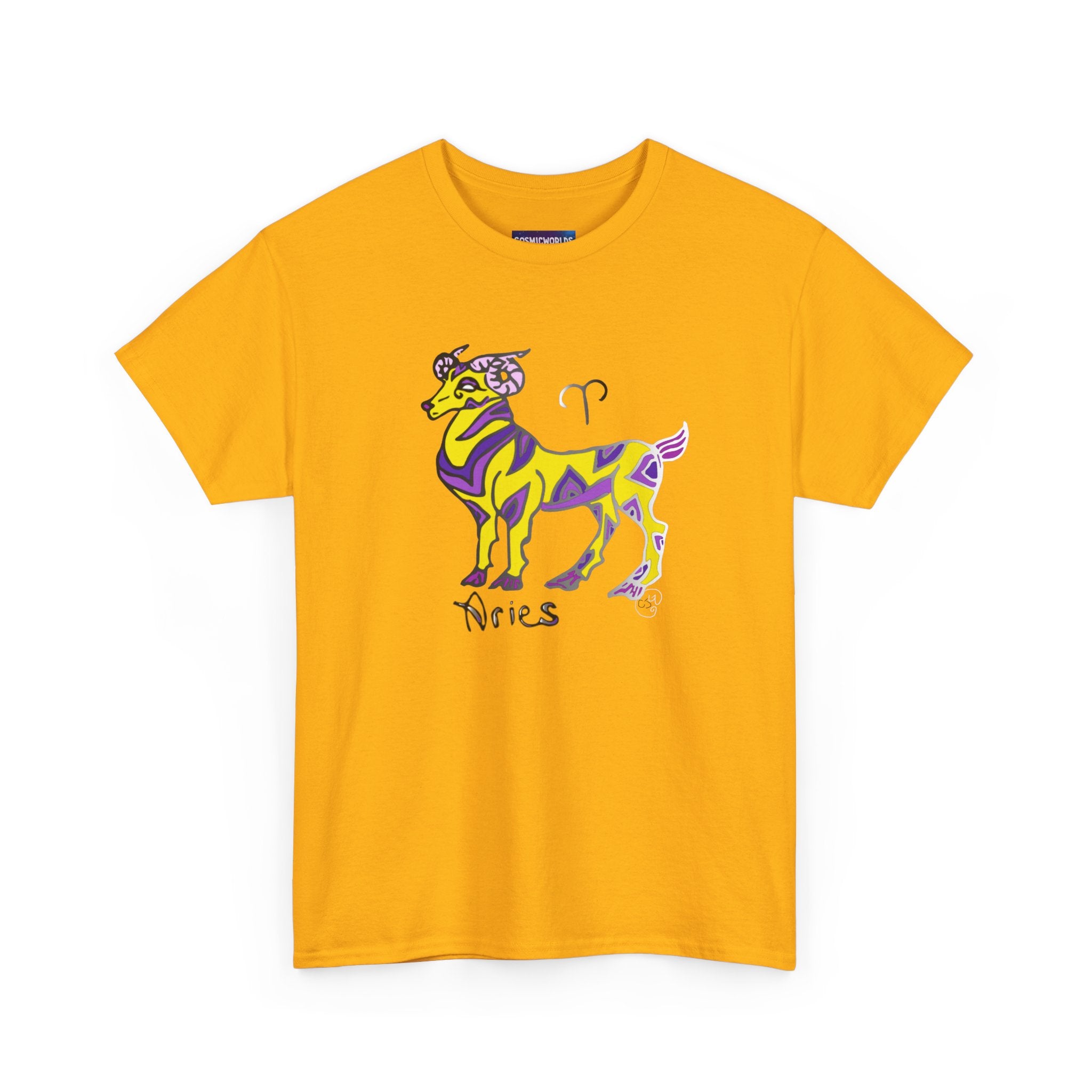 Aries Zodiac Tee — Colorful Mythic Ram Astrology Shirt