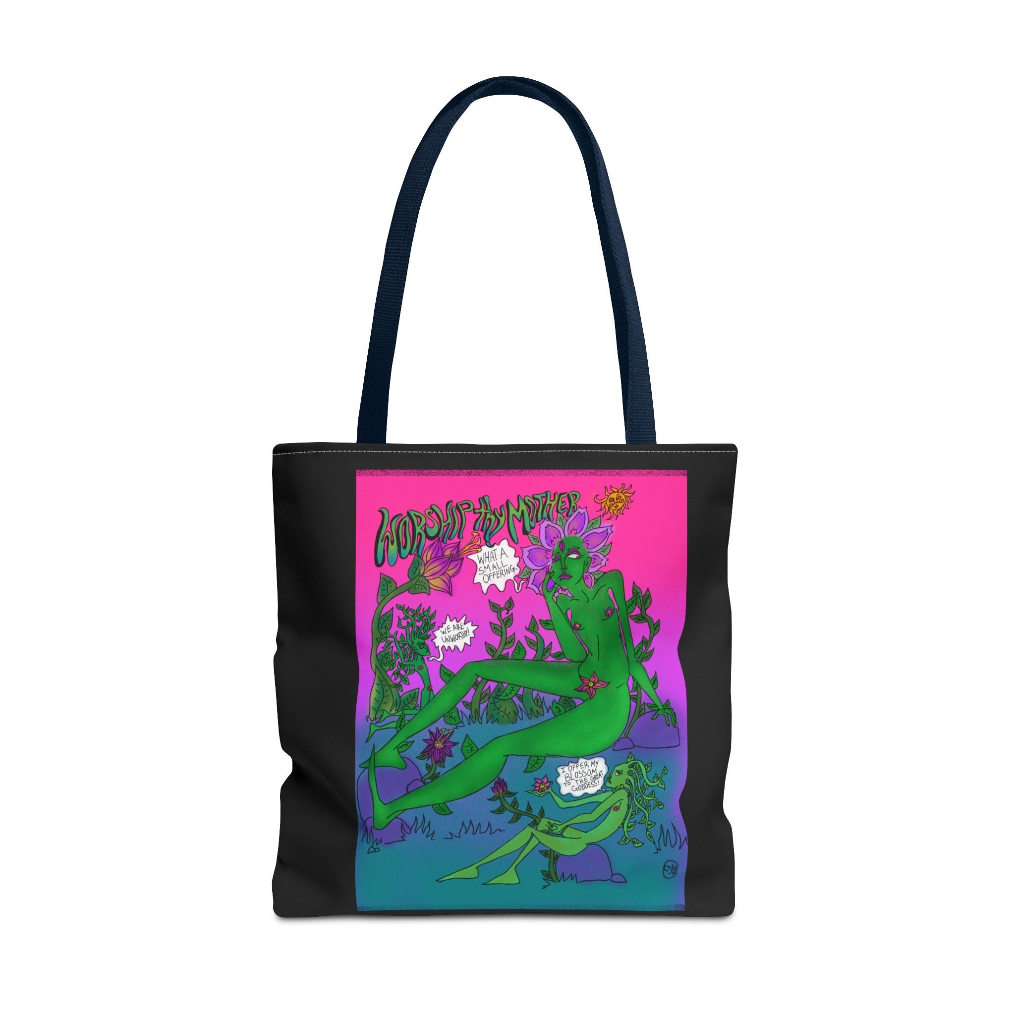 Psychedelic Garden Tote Bag — Colorful Alien Floral Art AOP