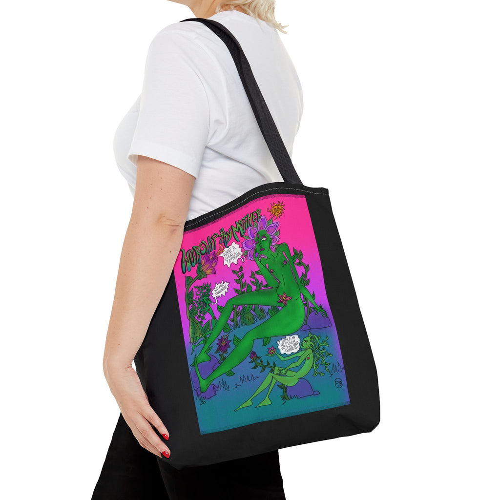 Psychedelic Garden Tote Bag — Colorful Alien Floral Art AOP