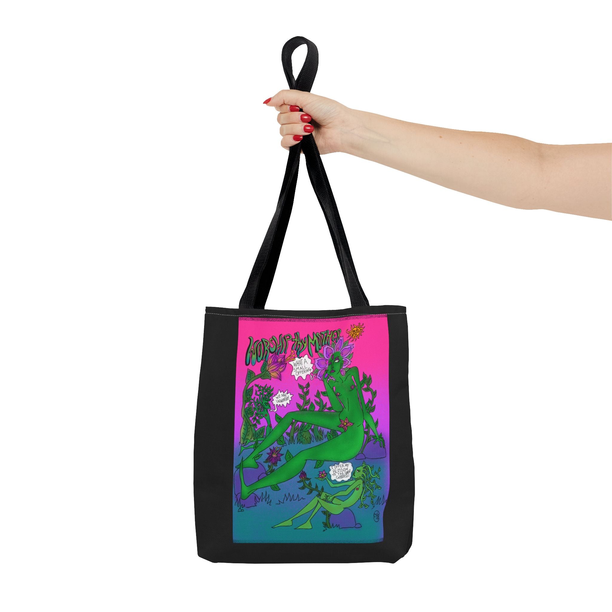 Psychedelic Garden Tote Bag — Colorful Alien Floral Art AOP