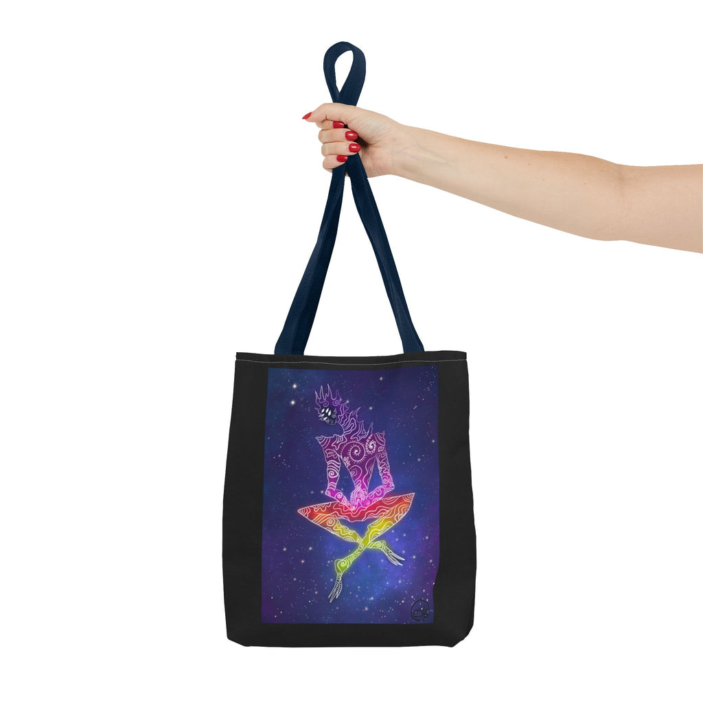 Cosmic Giant on Lotus Tote Bag — "COSMICWORLDS" Galaxy Art AOP Tote