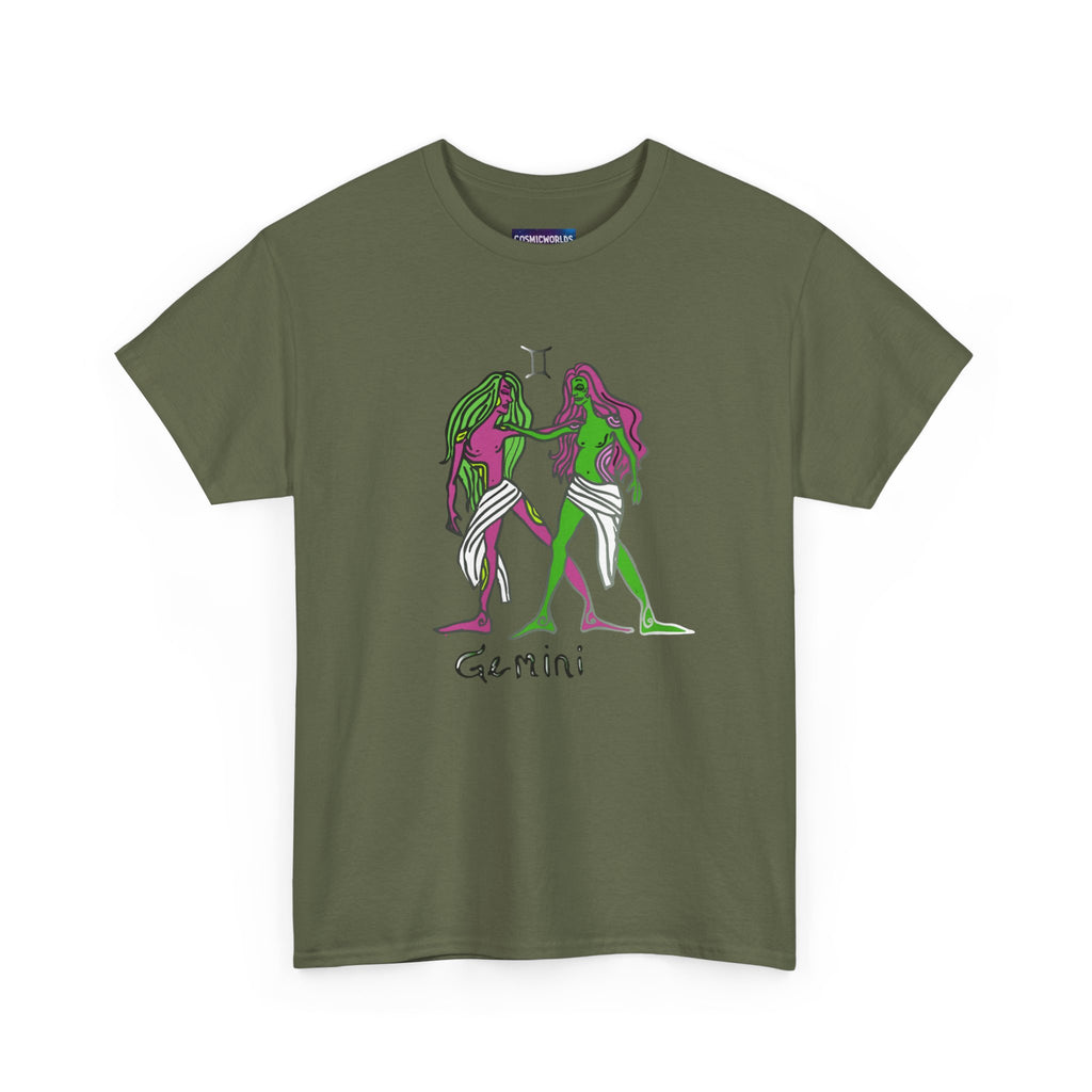 Gemini Zodiac T‑Shirt — Hand‑Drawn Twins Astrological Tee