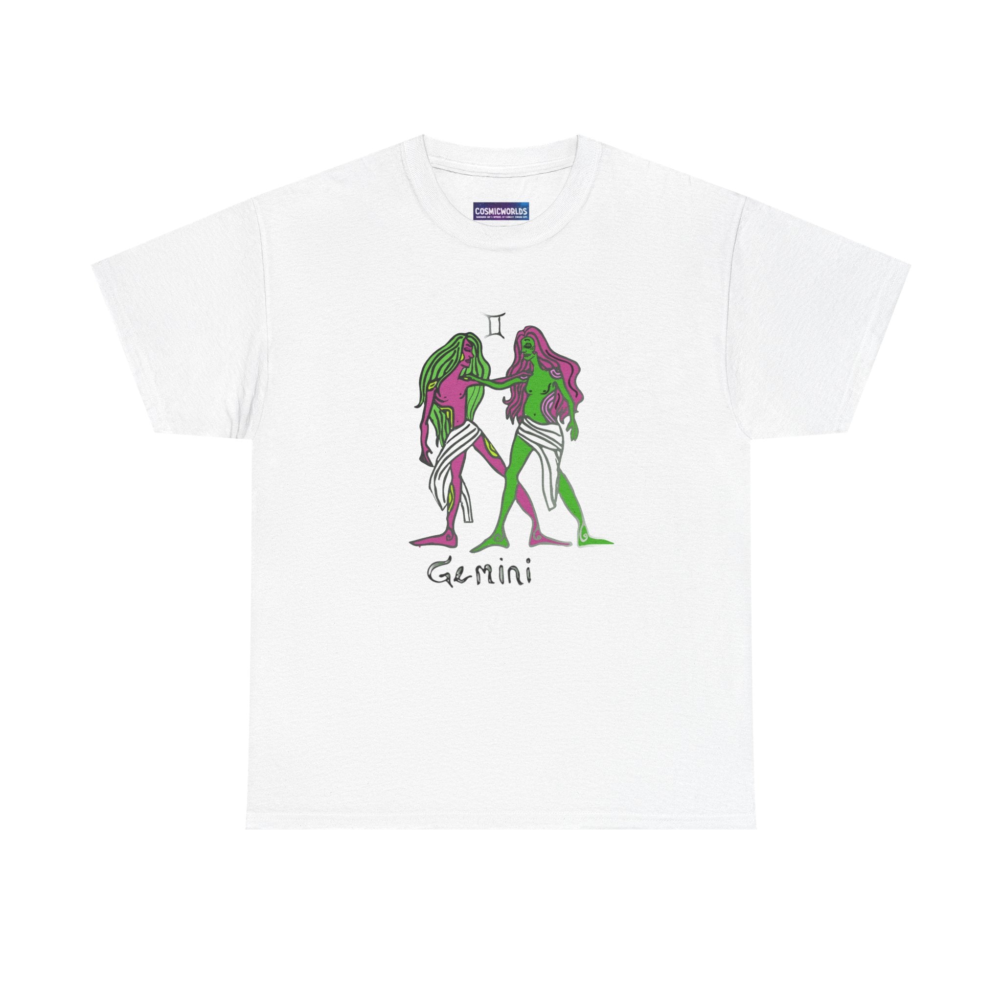 Gemini Zodiac T‑Shirt — Hand‑Drawn Twins Astrological Tee