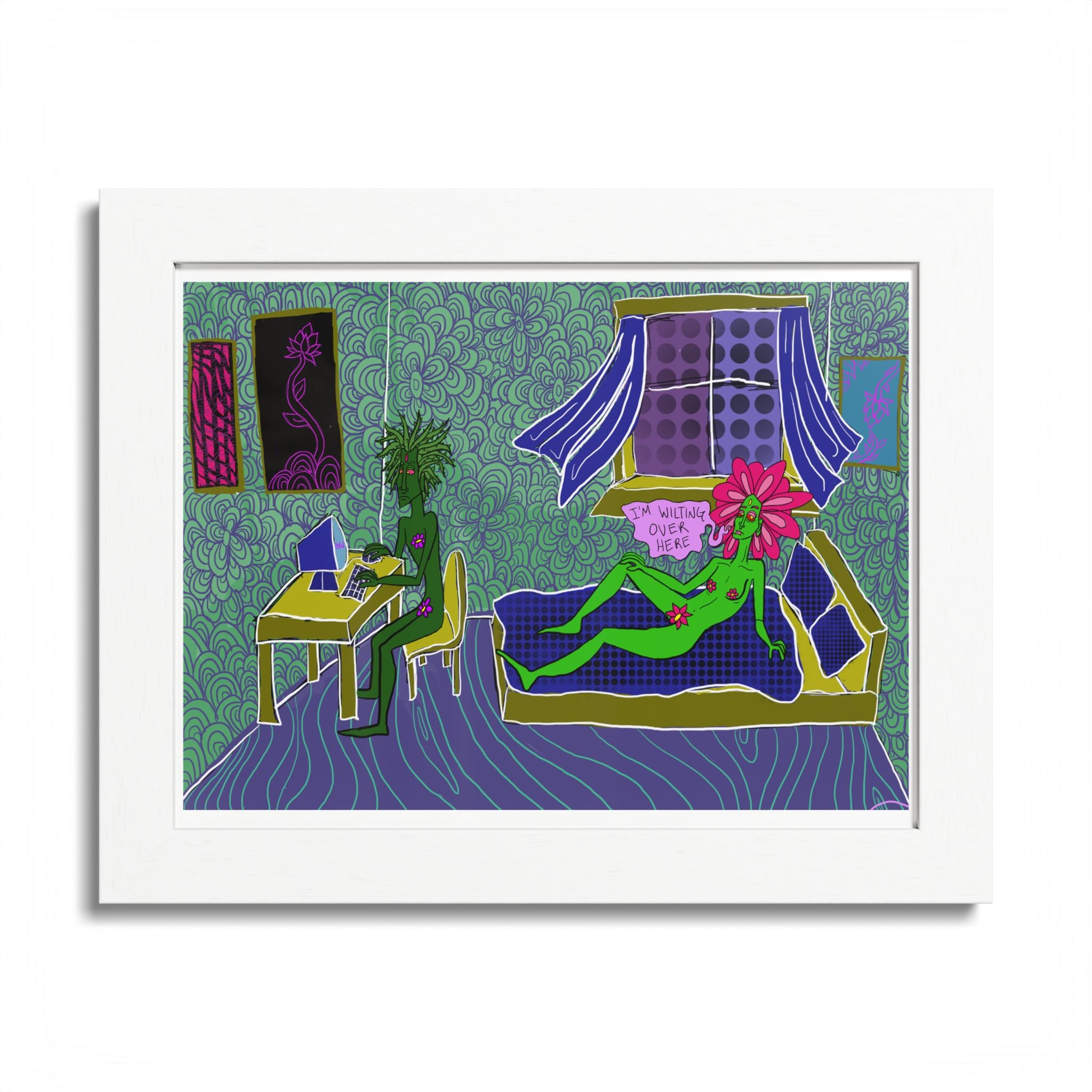 Surreal Floral Bedroom Art Print — Framed Poster