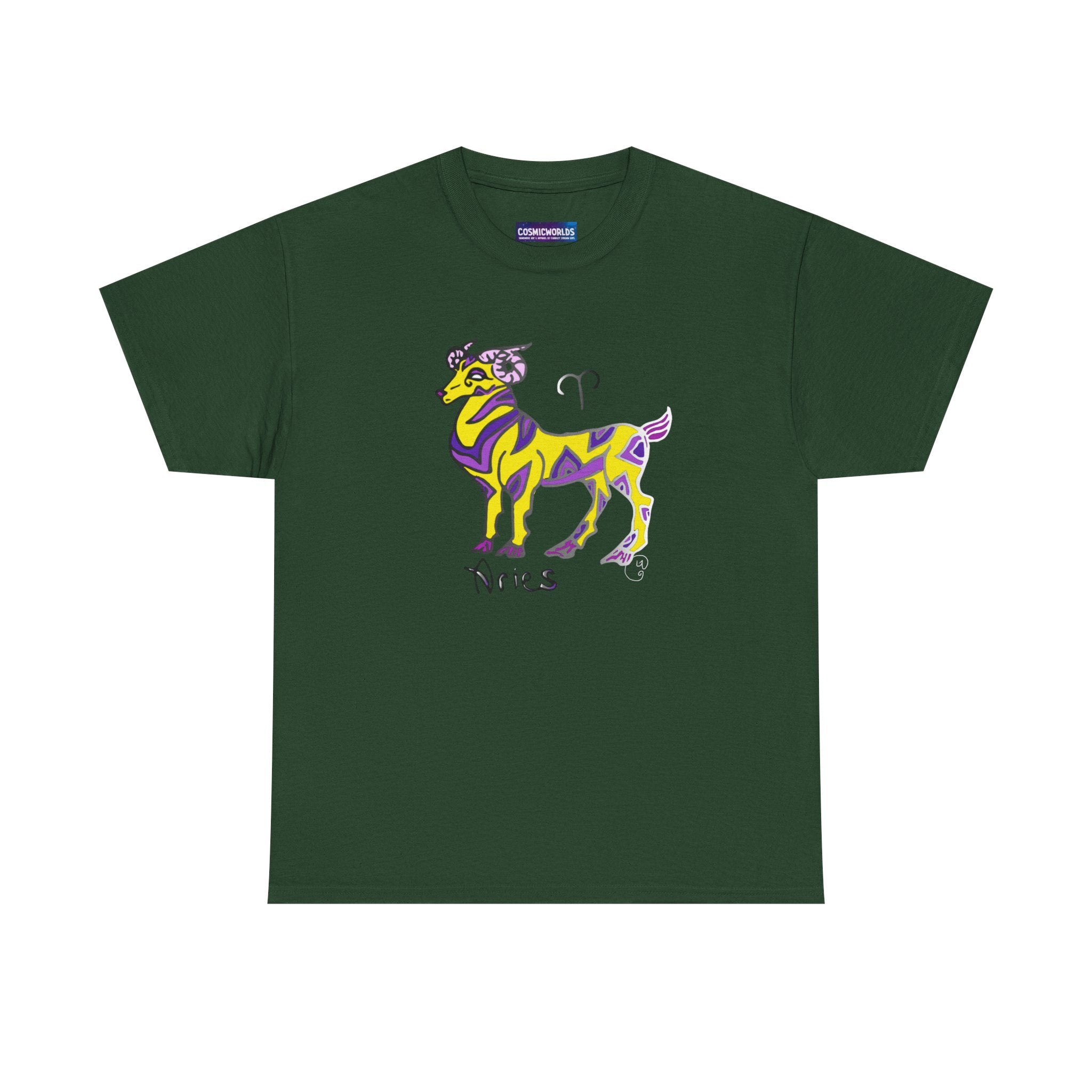 Aries Zodiac Tee — Colorful Mythic Ram Astrology Shirt