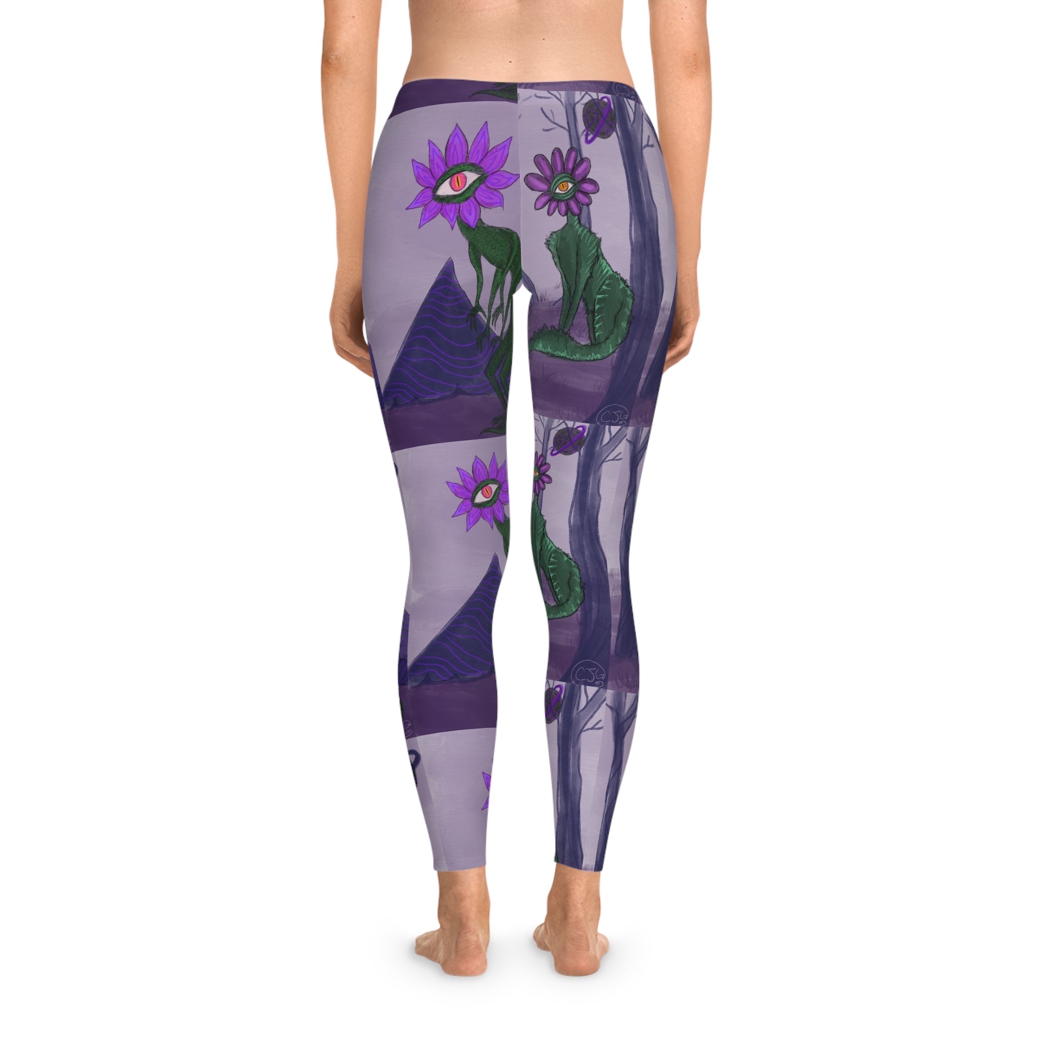 Flower Giant Leggings – All-Over Print Yoga Pants Cats & Lizards