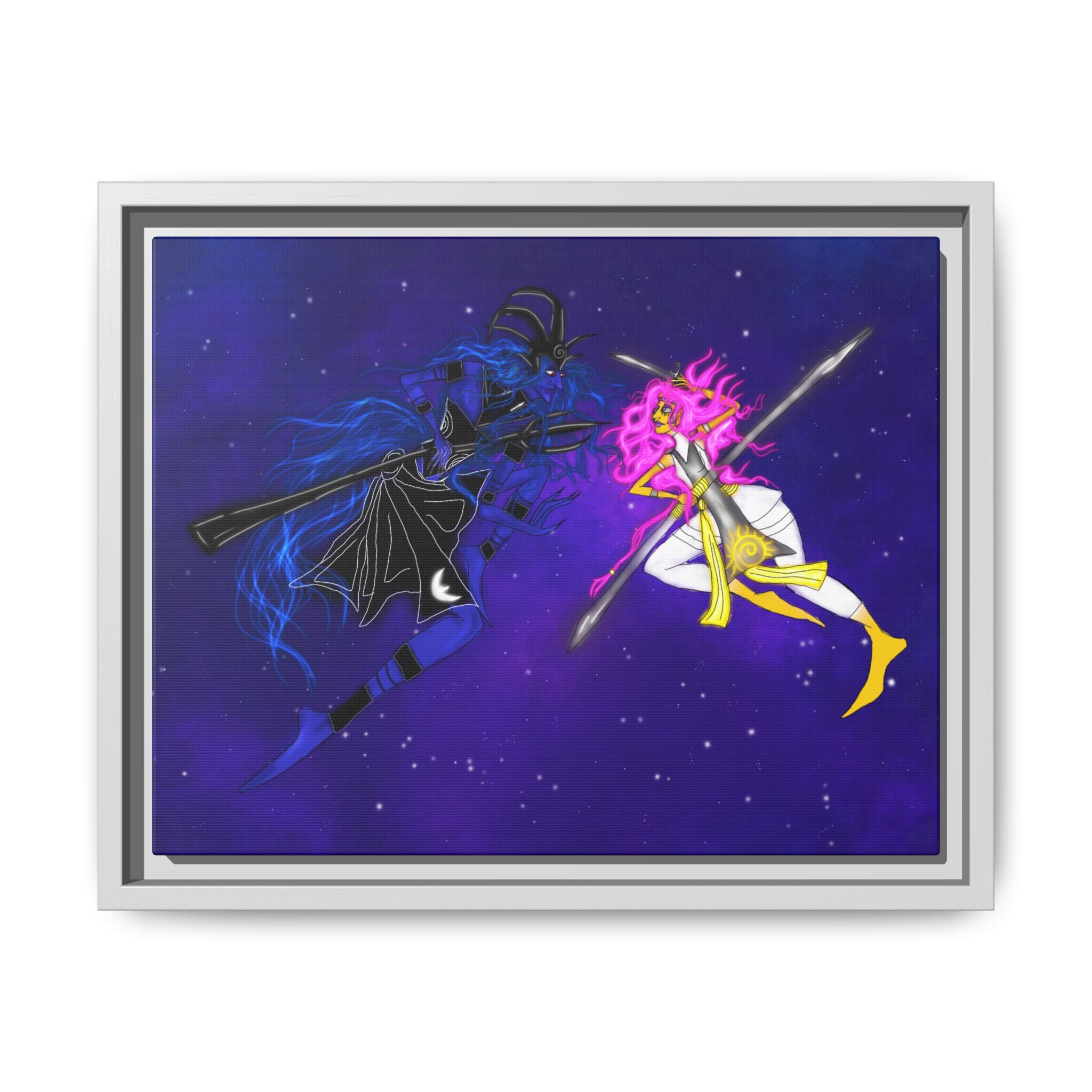 Framed Matte Canvas — Cosmic Duel Sailor Warriors Wall Art