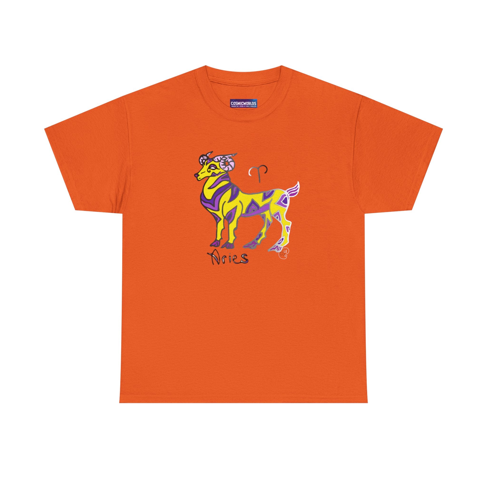 Aries Zodiac Tee — Colorful Mythic Ram Astrology Shirt