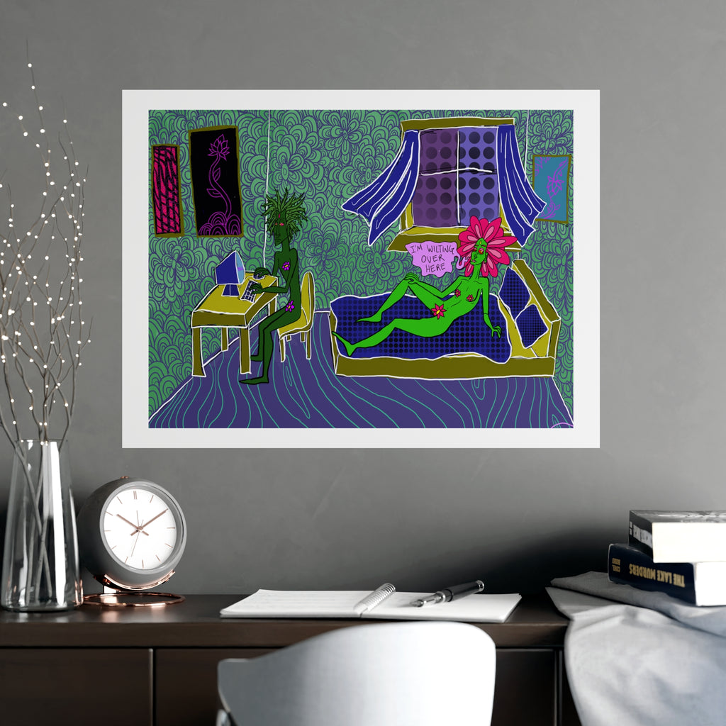 Surreal Bedroom Art Poster — “I’m Wilting” Matte Print