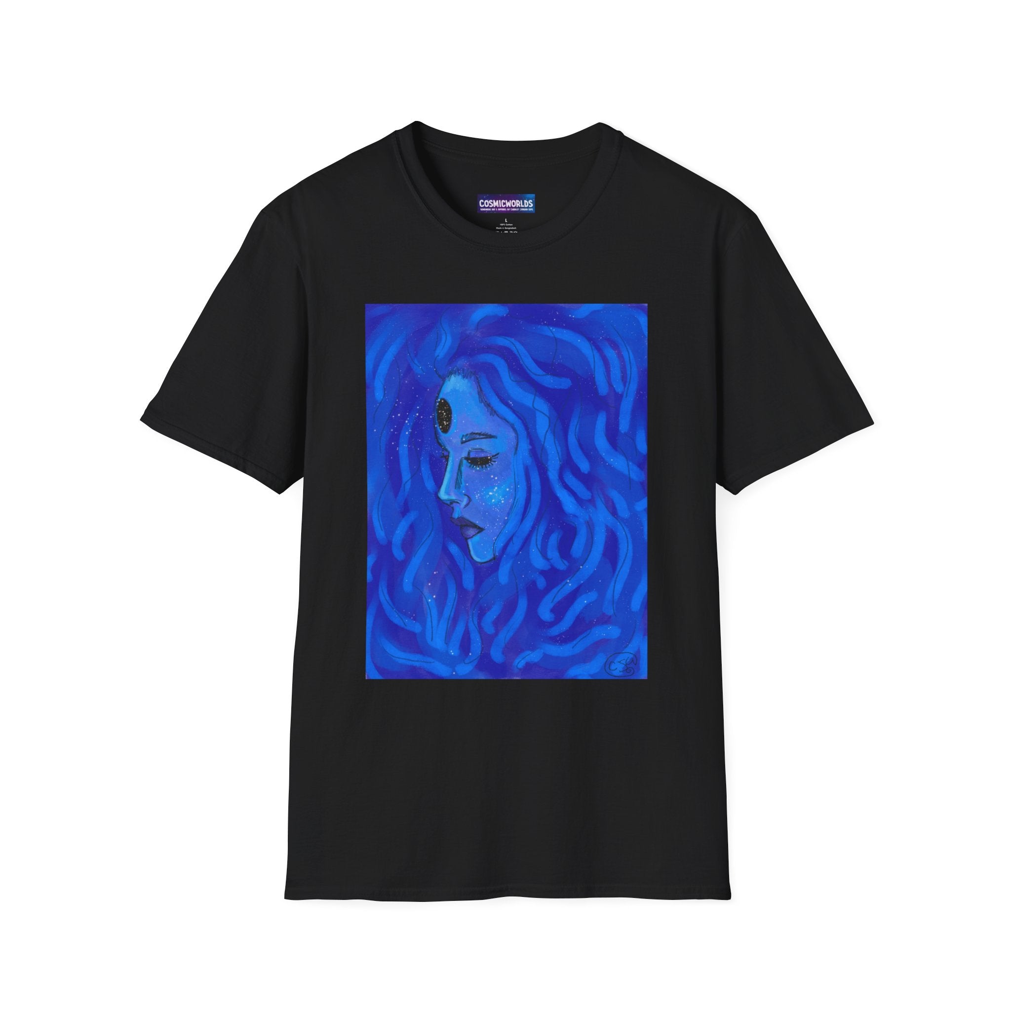 Blue Mystic Portrait T-Shirt—Water Goddess