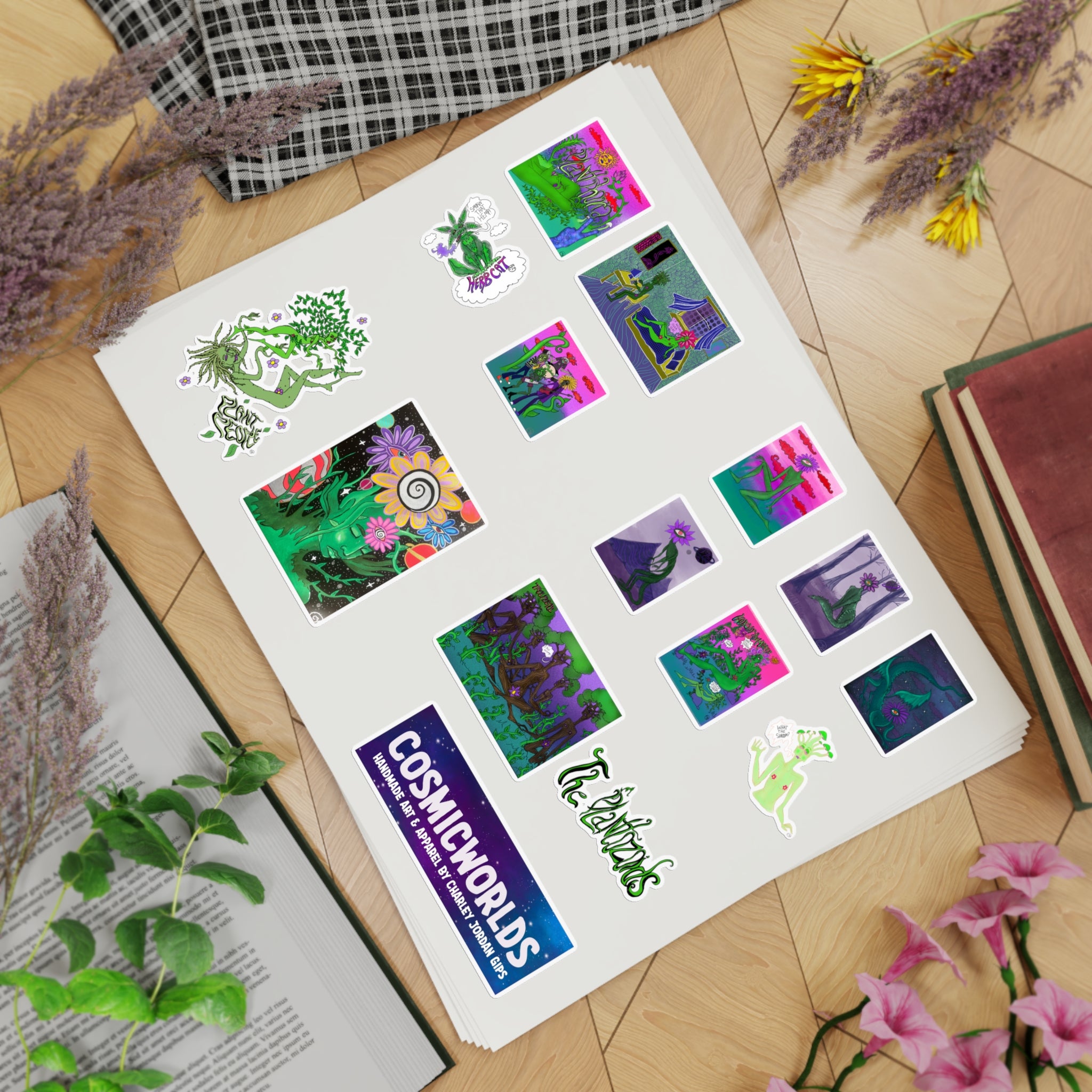 The Plantozoids Sticker Sheet—Holographic Cosmic Worlds Sticker Sheet Bundle (5pcs)