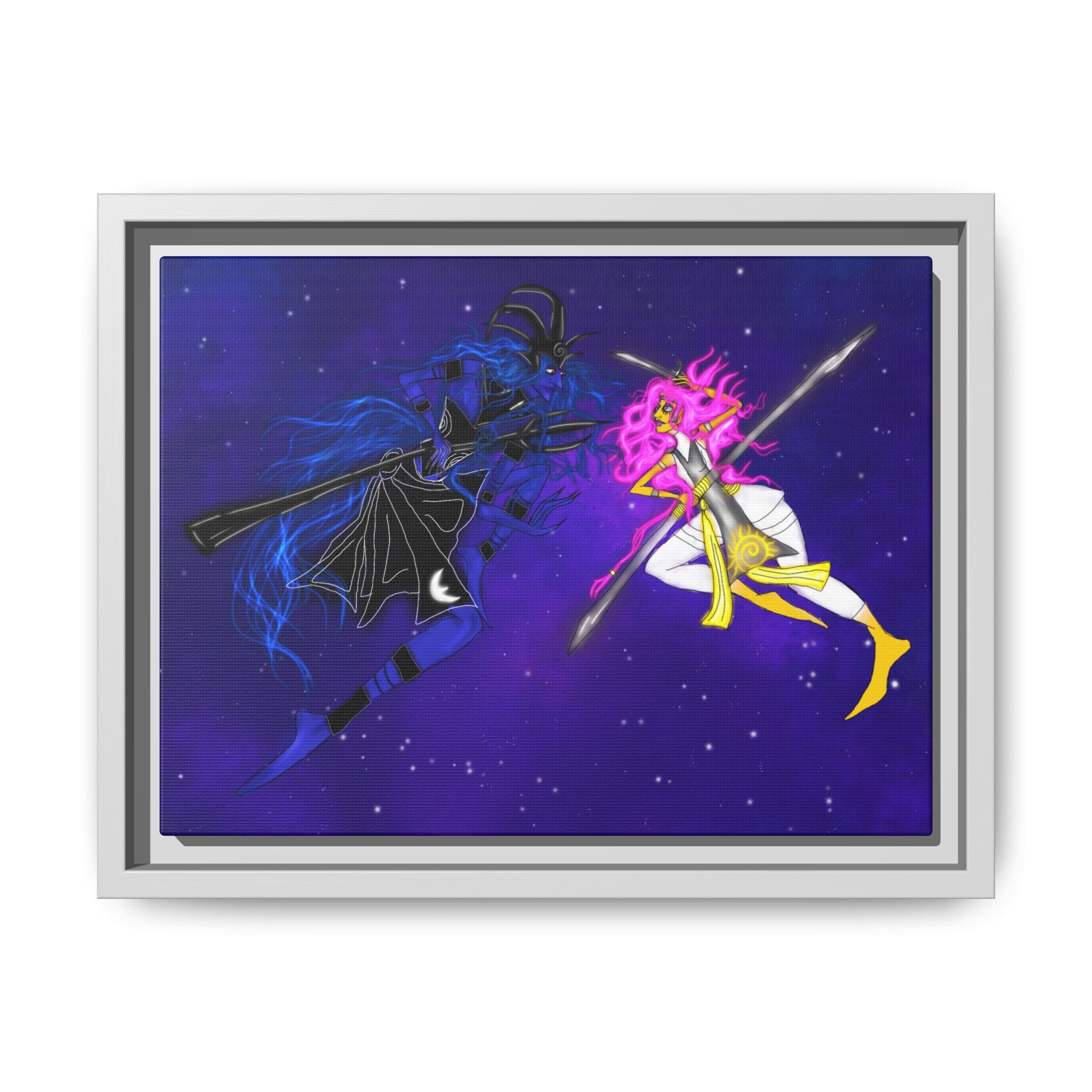 Framed Matte Canvas — Cosmic Duel Sailor Warriors Wall Art