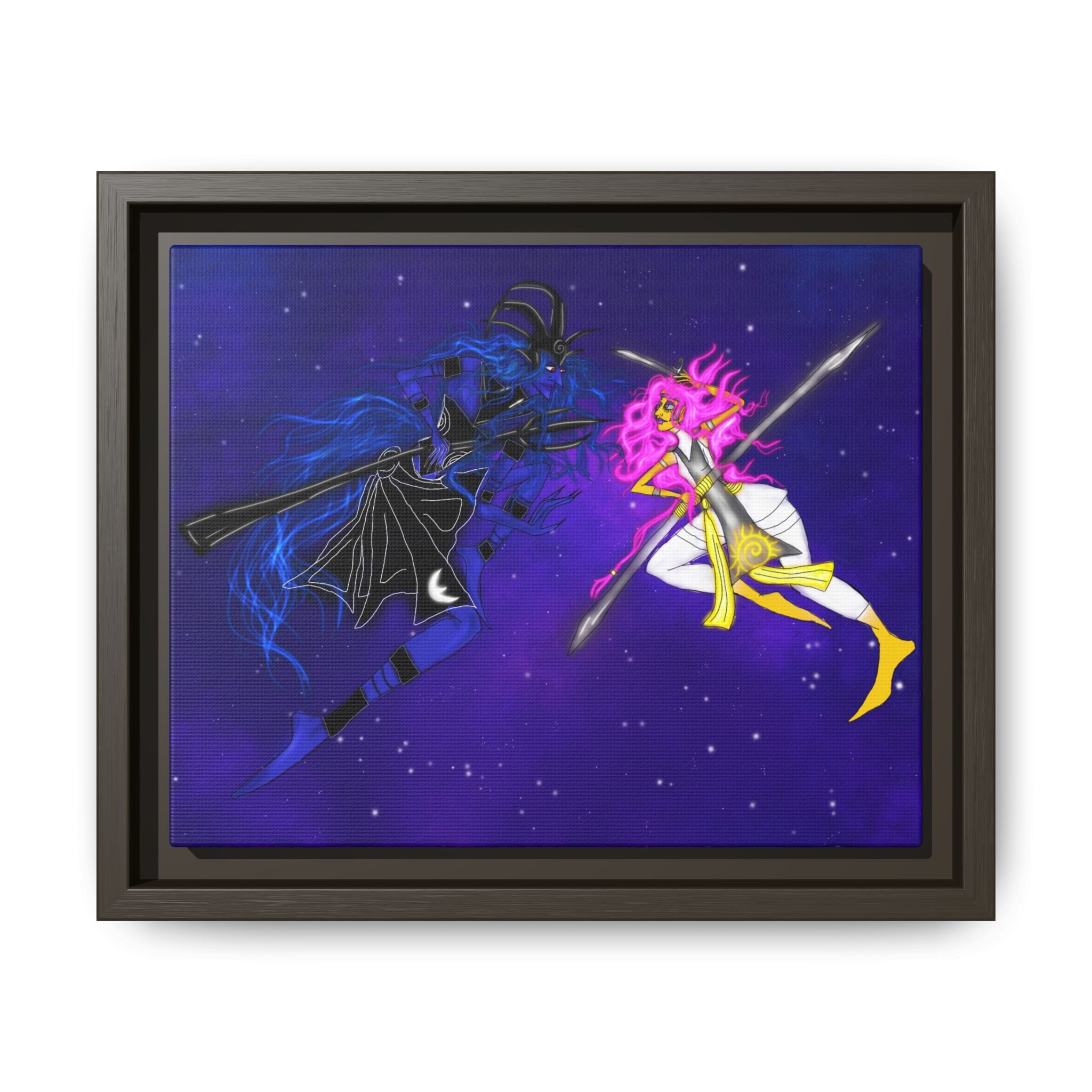 Framed Matte Canvas — Cosmic Duel Sailor Warriors Wall Art