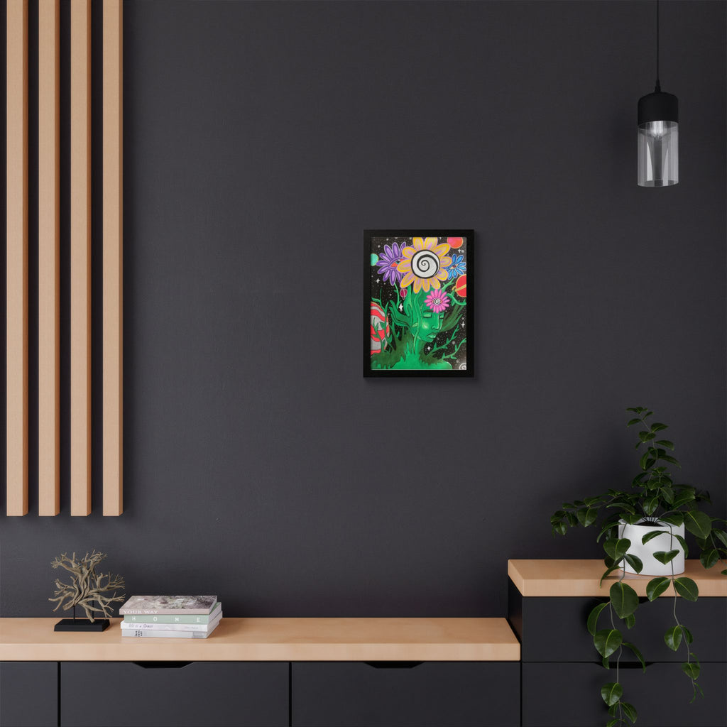 Psychedelic Flower Spirit Framed Poster — Colorful Surreal Wall Art