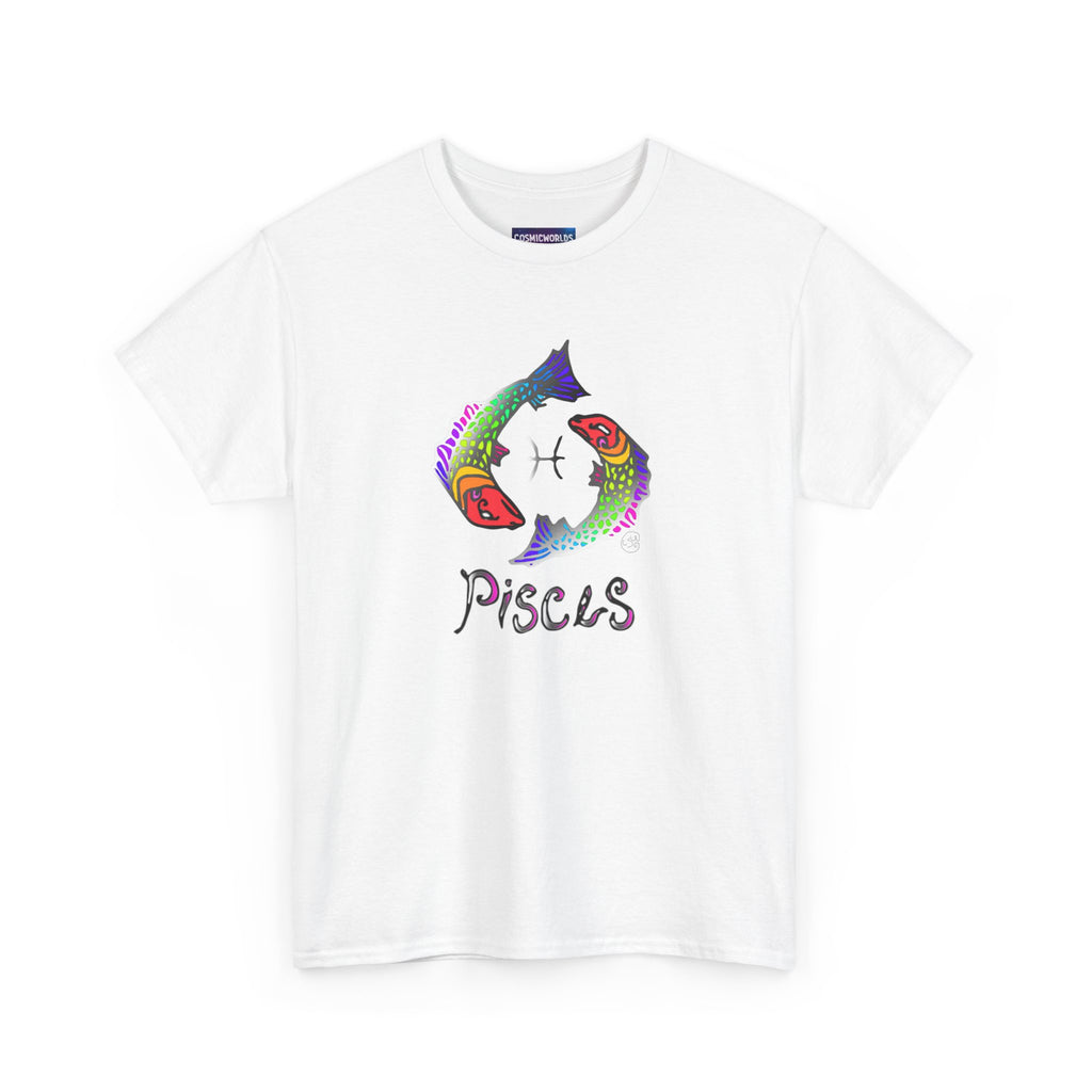 Pisces Zodiac T-Shirt — Colorful Fish Astrology Tee