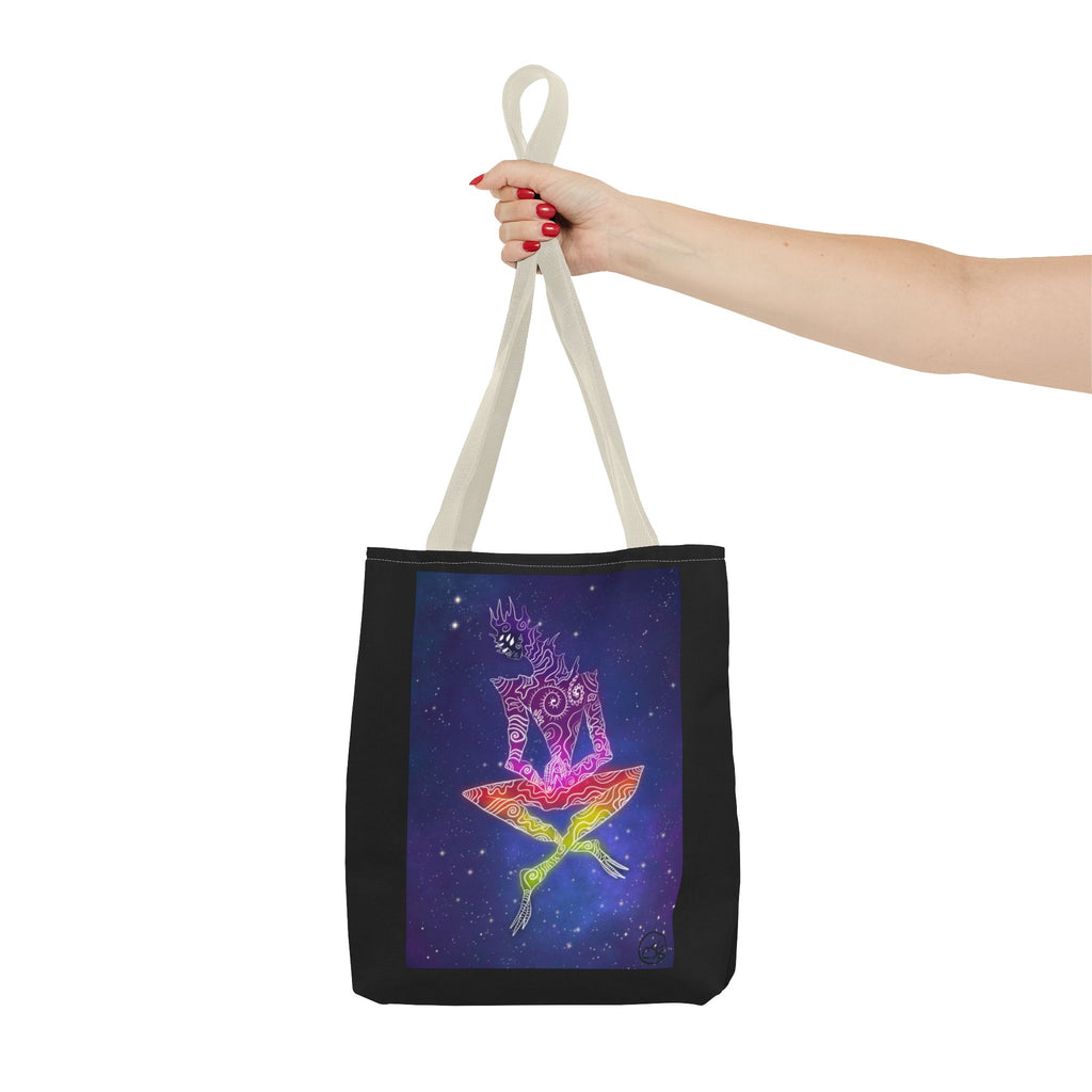 Cosmic Giant on Lotus Tote Bag — "COSMICWORLDS" Galaxy Art AOP Tote