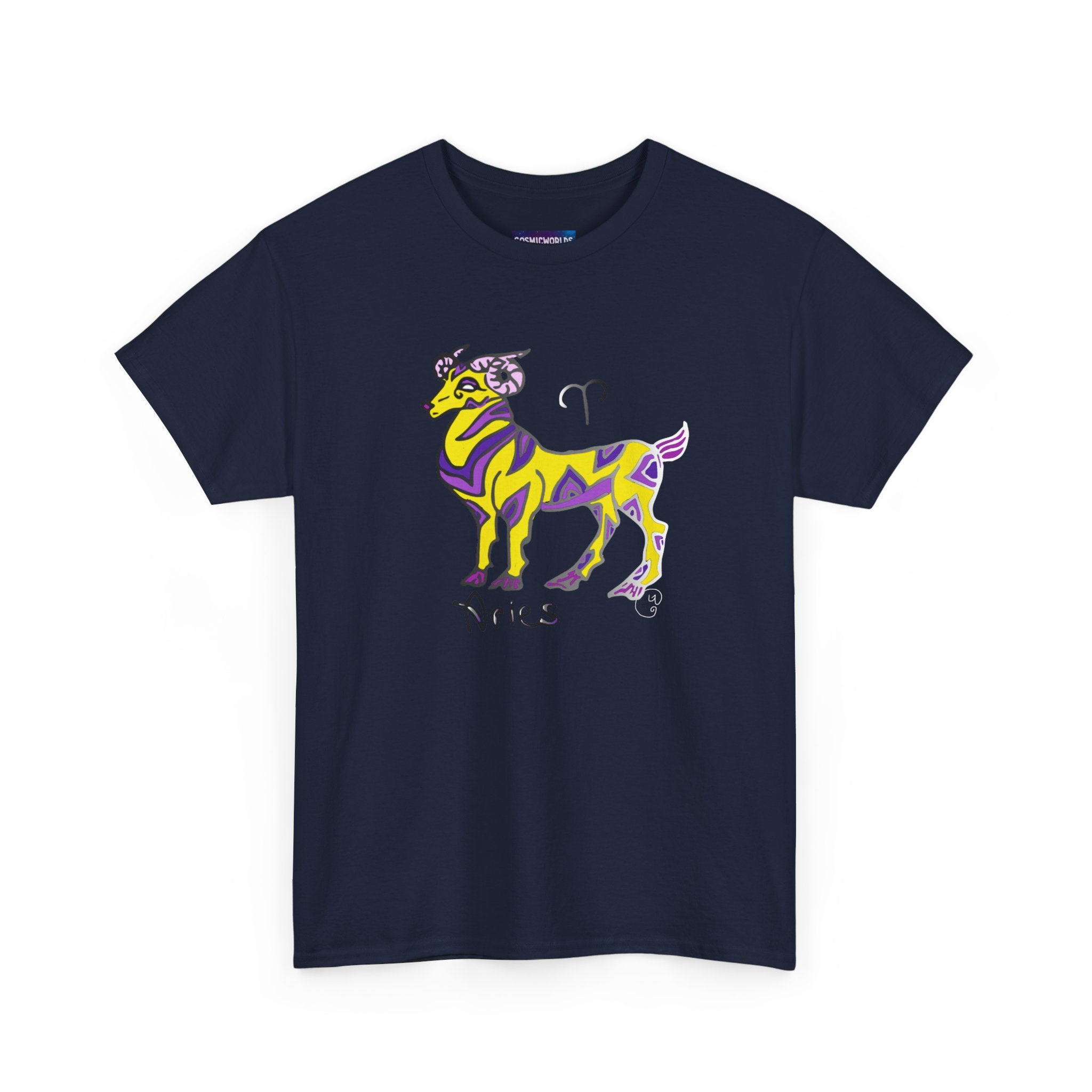 Aries Zodiac Tee — Colorful Mythic Ram Astrology Shirt