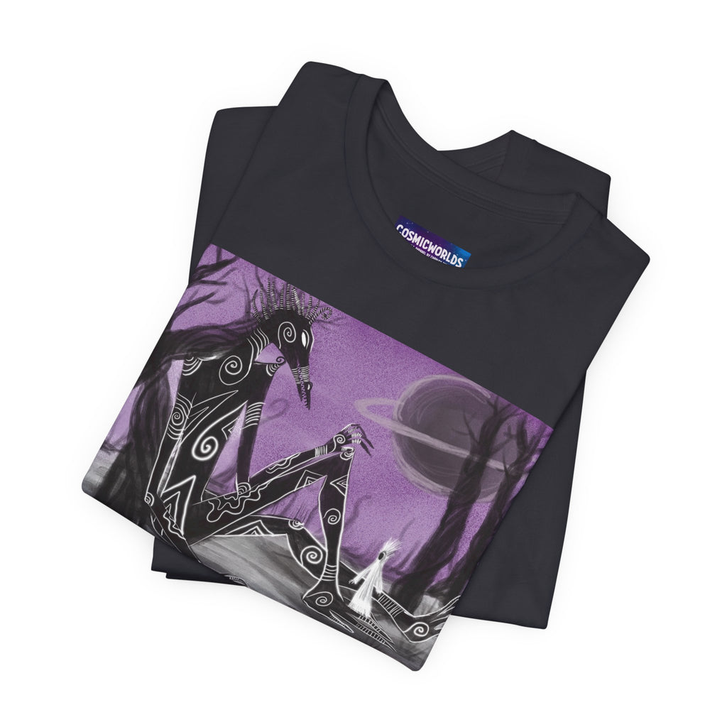 Surreal Purple Nightscape Tee — Giant Creature & Moon Graphic T‑Shirt