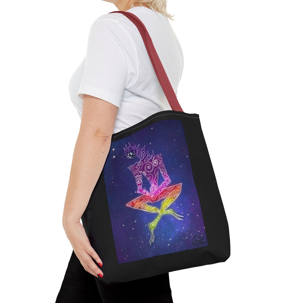 Cosmic Giant on Lotus Tote Bag — "COSMICWORLDS" Galaxy Art AOP Tote