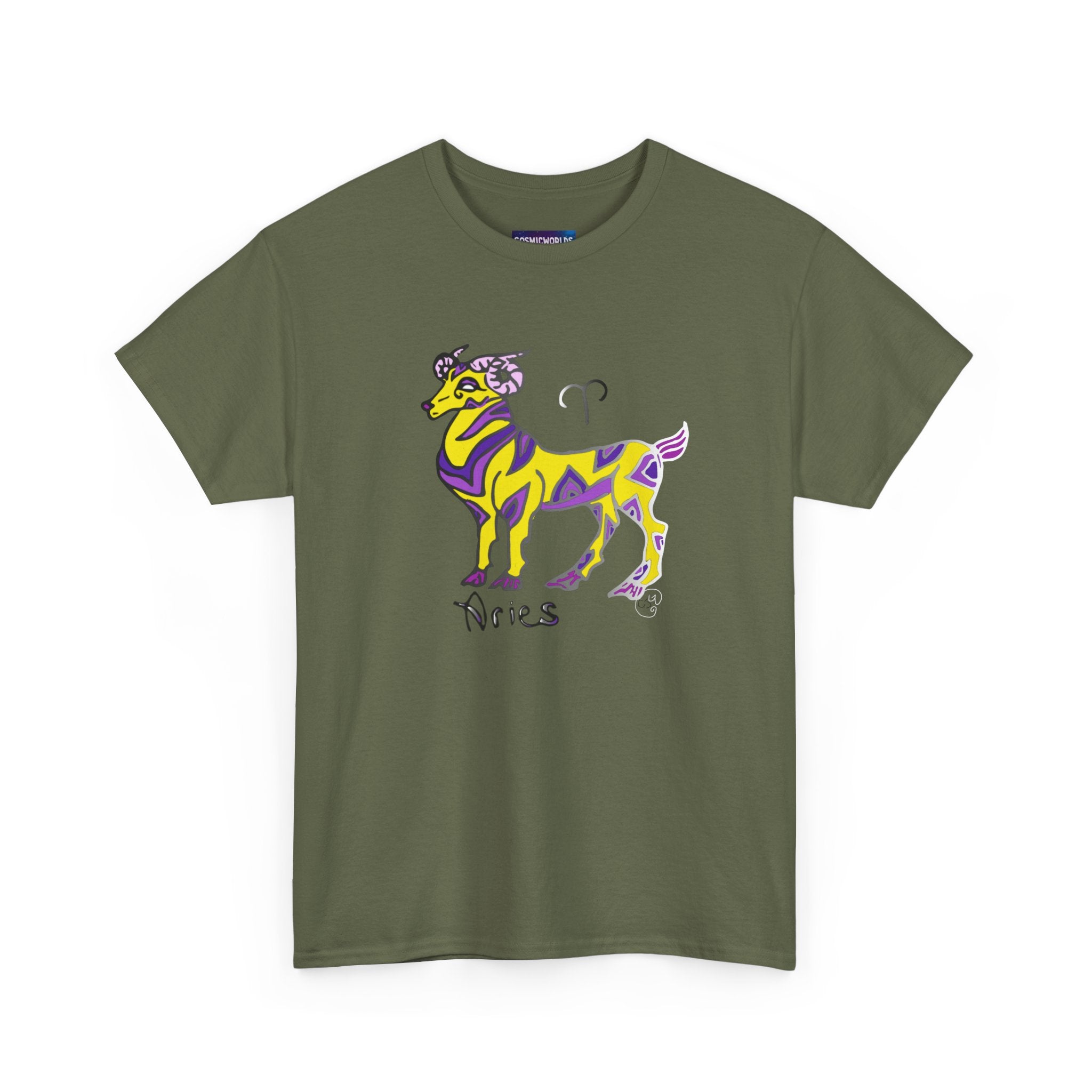 Aries Zodiac Tee — Colorful Mythic Ram Astrology Shirt
