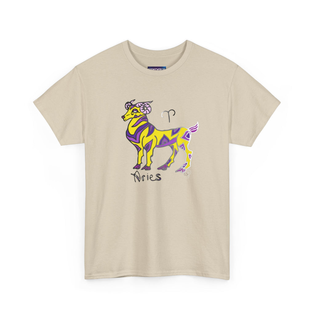 Aries Zodiac Tee — Colorful Mythic Ram Astrology Shirt