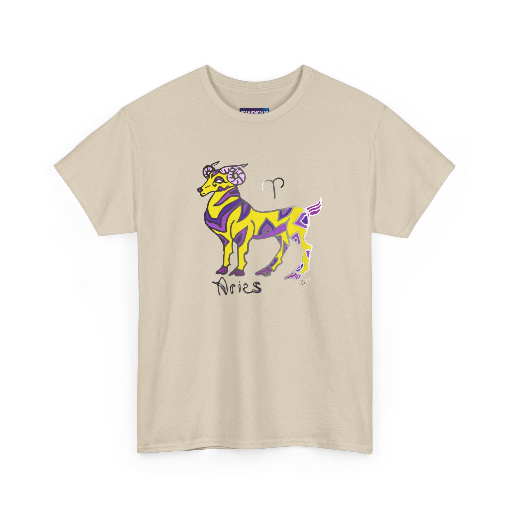 Aries Zodiac Tee — Colorful Mythic Ram Astrology Shirt