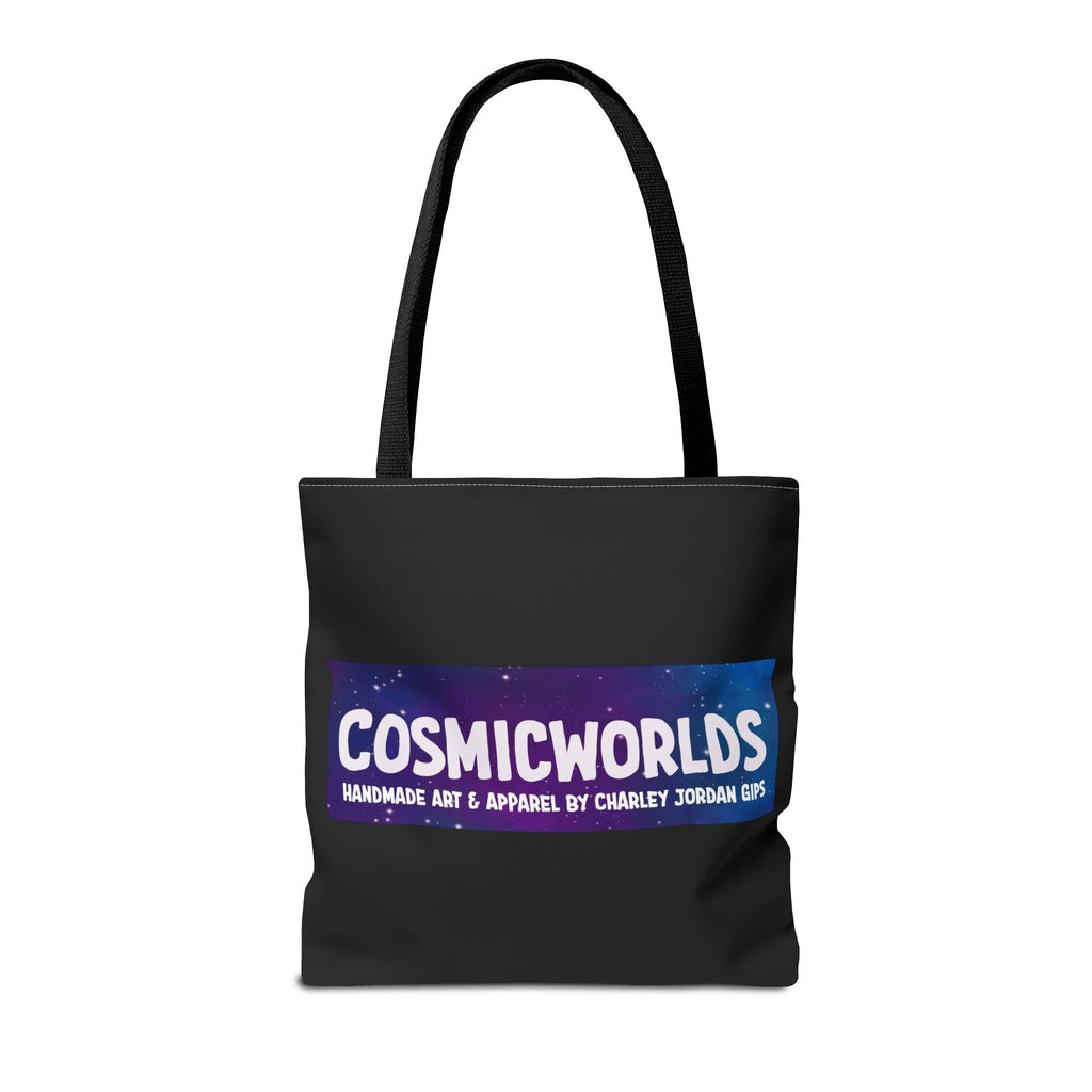 Cosmic Giant on Lotus Tote Bag — "COSMICWORLDS" Galaxy Art AOP Tote