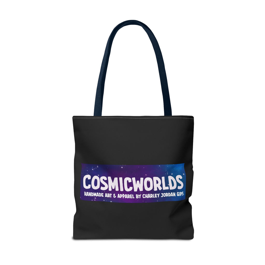 Cosmic Worlds Alien UFO Tote Bag — Psychedelic Rainbow Abduction Design
