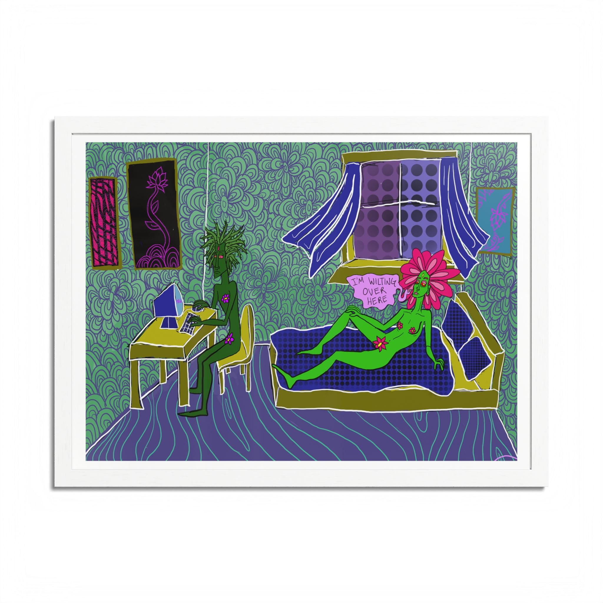 Surreal Floral Bedroom Art Print — Framed Poster