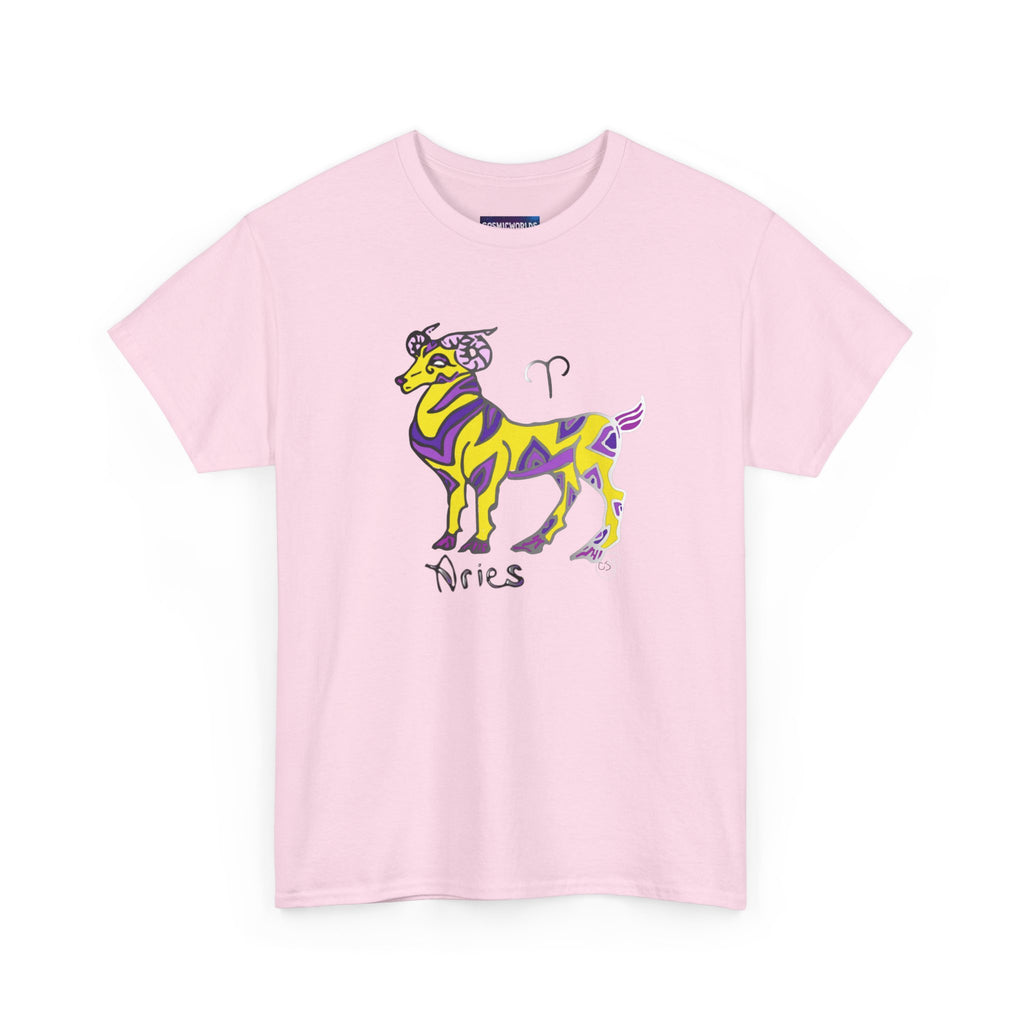 Aries Zodiac Tee — Colorful Mythic Ram Astrology Shirt