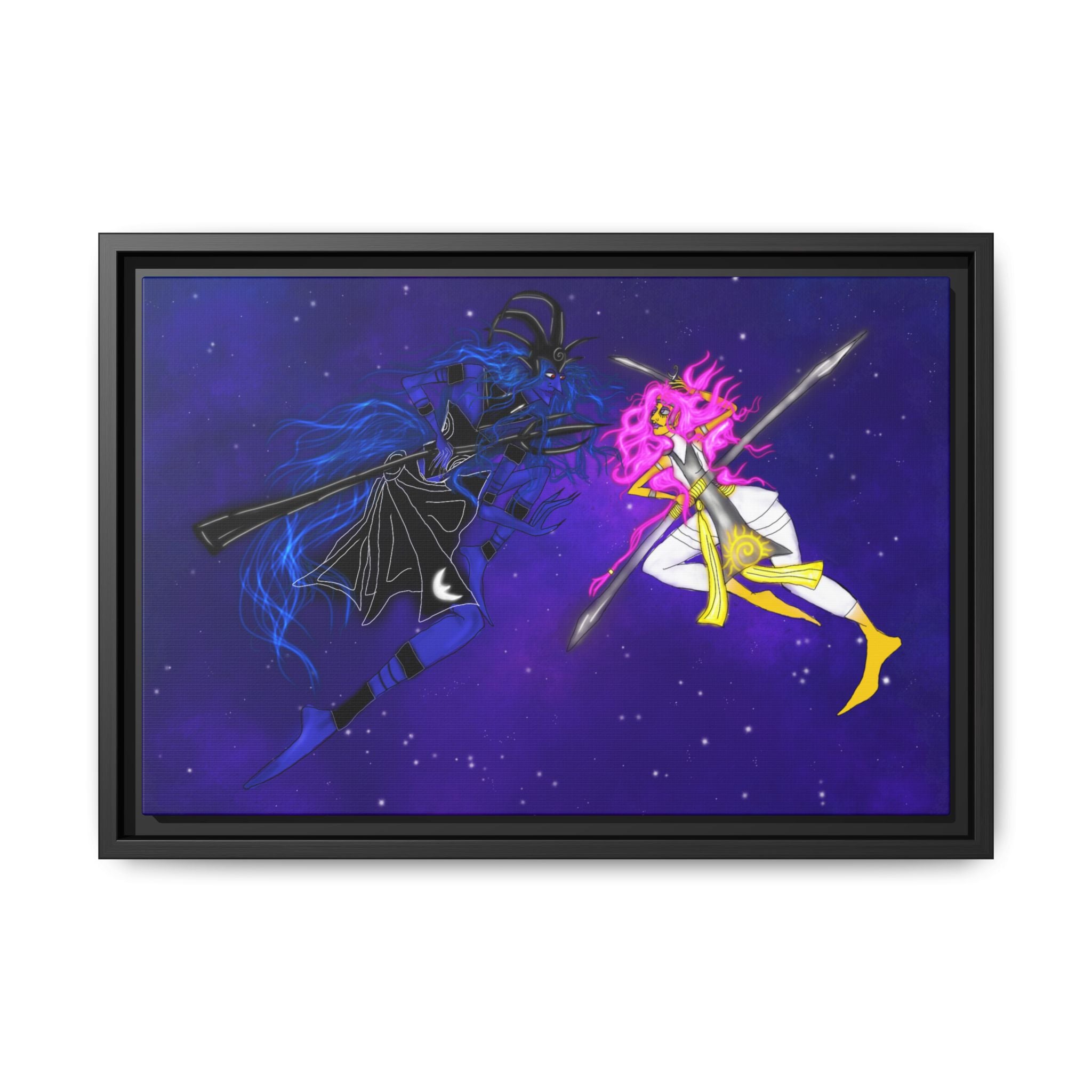 Framed Matte Canvas — Cosmic Duel Sailor Warriors Wall Art