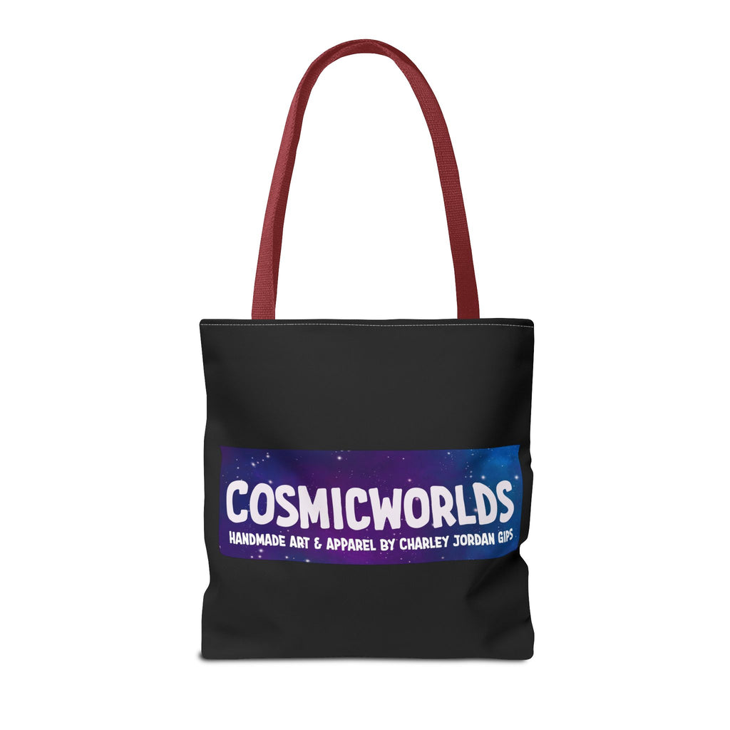Cosmic Giant on Lotus Tote Bag — "COSMICWORLDS" Galaxy Art AOP Tote