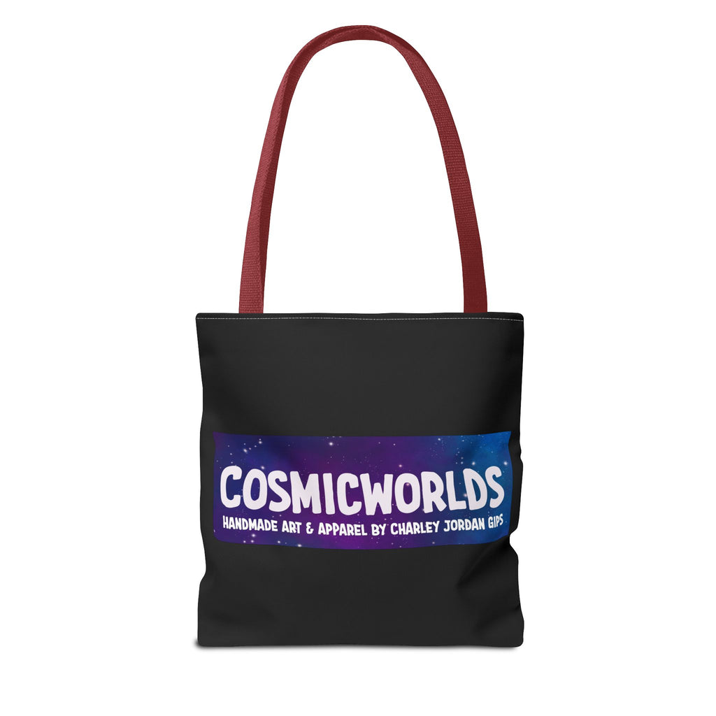 Cosmic Giant on Lotus Tote Bag — "COSMICWORLDS" Galaxy Art AOP Tote