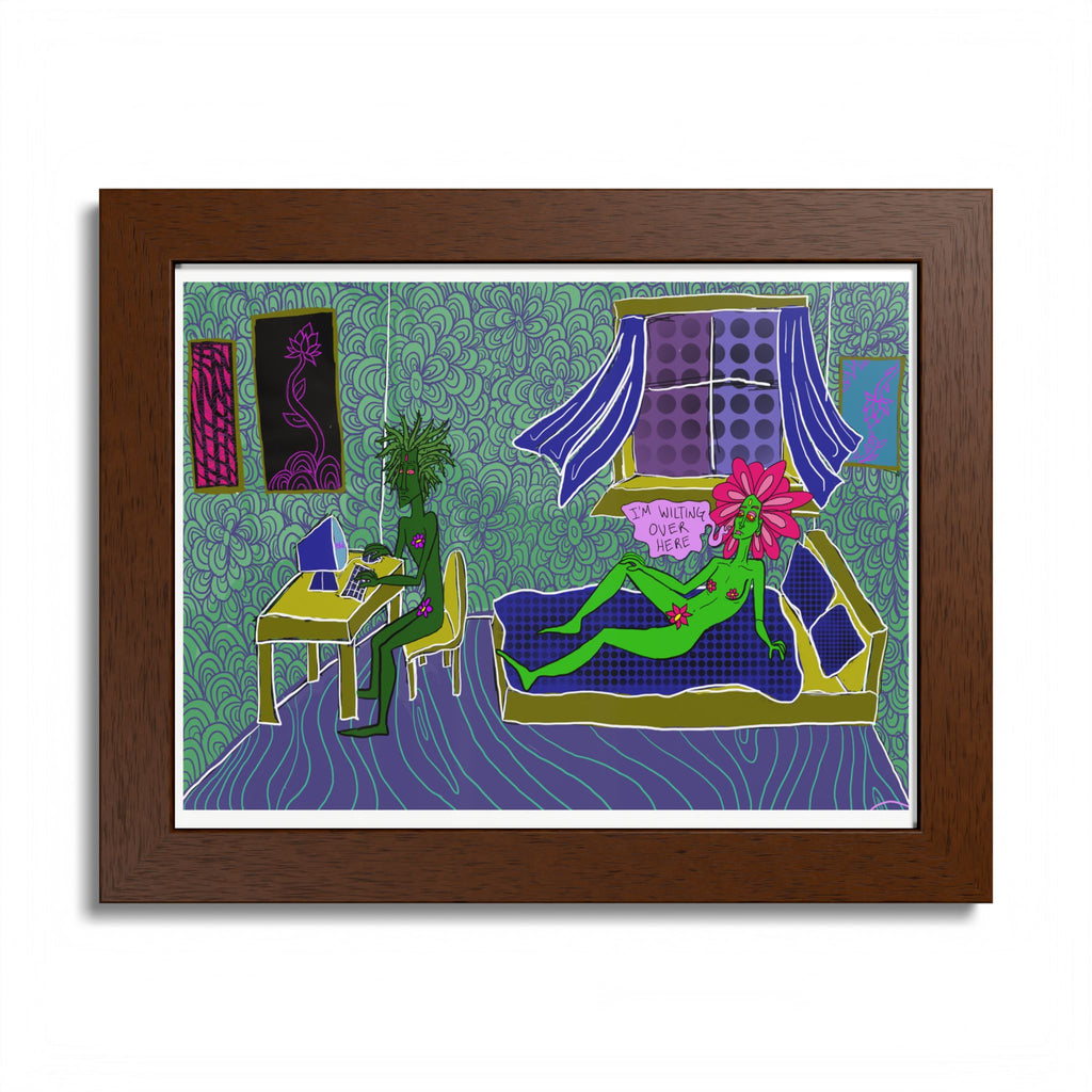 Surreal Floral Bedroom Art Print — Framed Poster