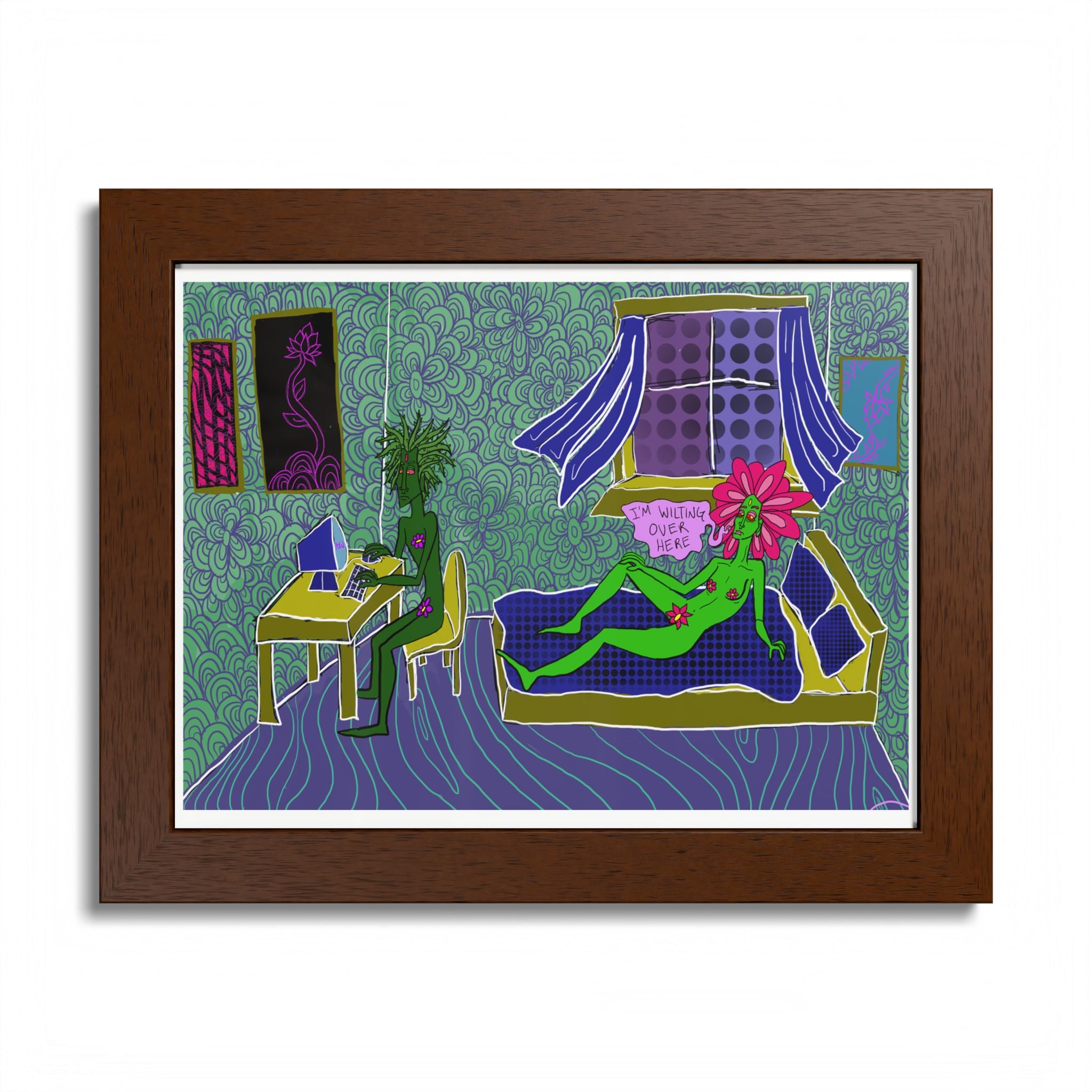 Surreal Floral Bedroom Art Print — Framed Poster