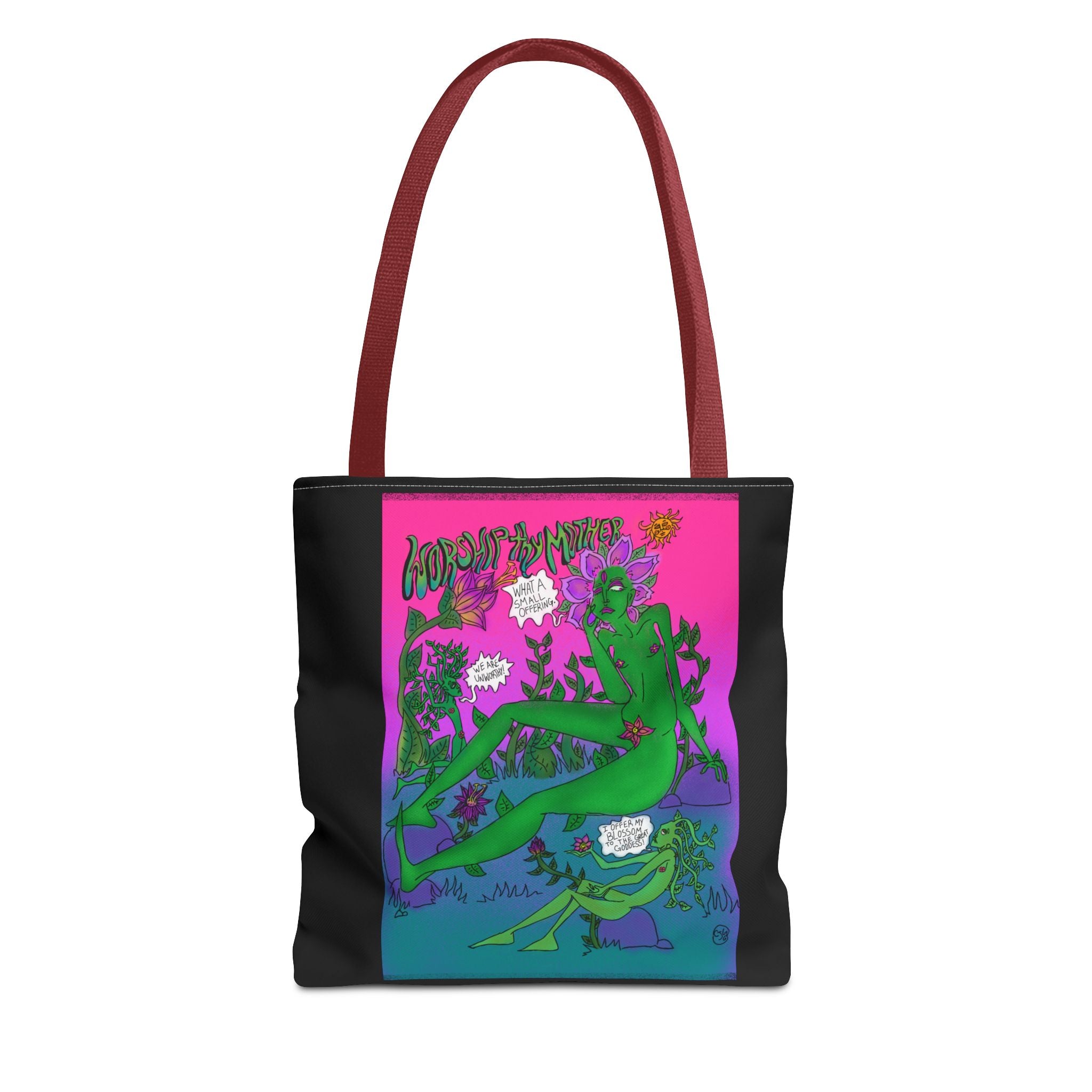 Psychedelic Garden Tote Bag — Colorful Alien Floral Art AOP