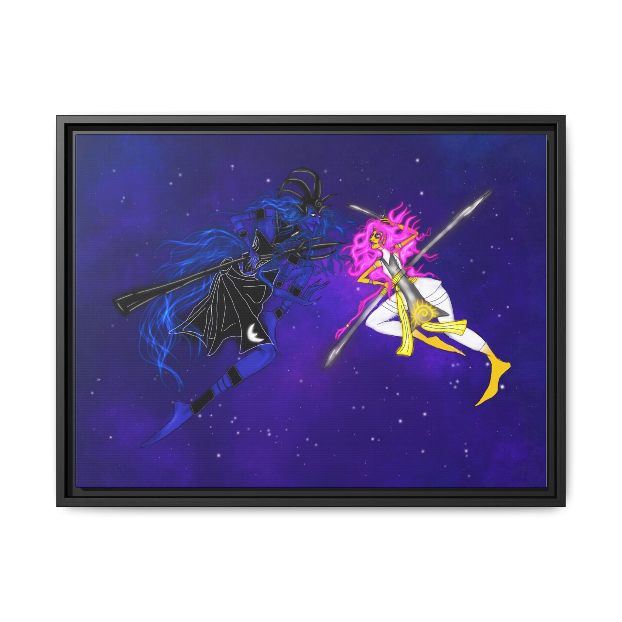 Framed Matte Canvas — Cosmic Duel Sailor Warriors Wall Art