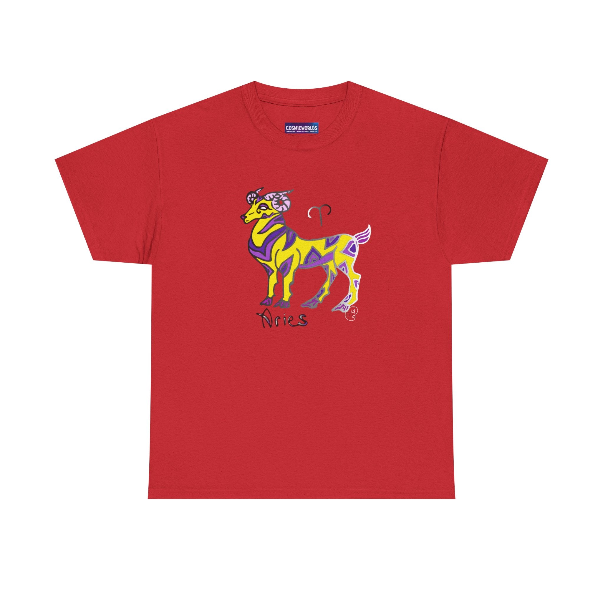 Aries Zodiac Tee — Colorful Mythic Ram Astrology Shirt