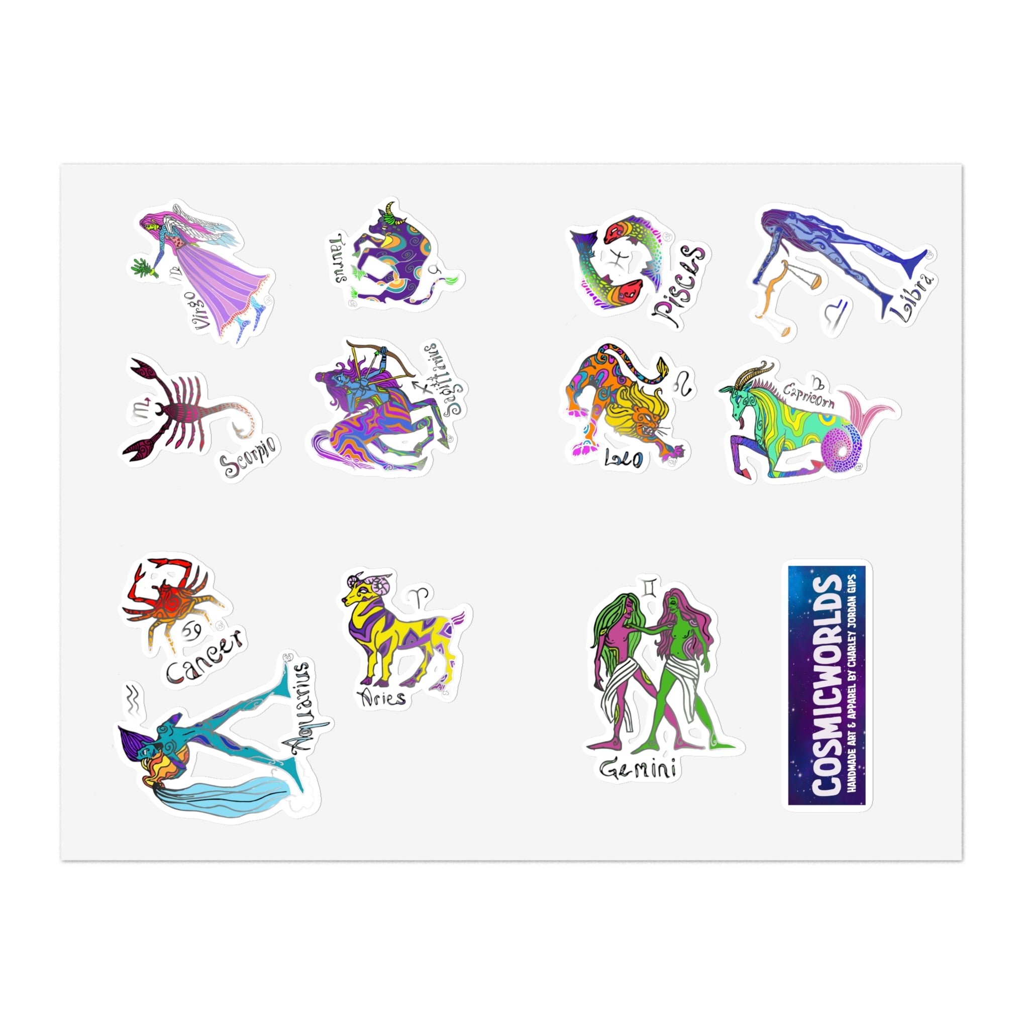Zodiac Sticker Sheet Bundle, 10pcs