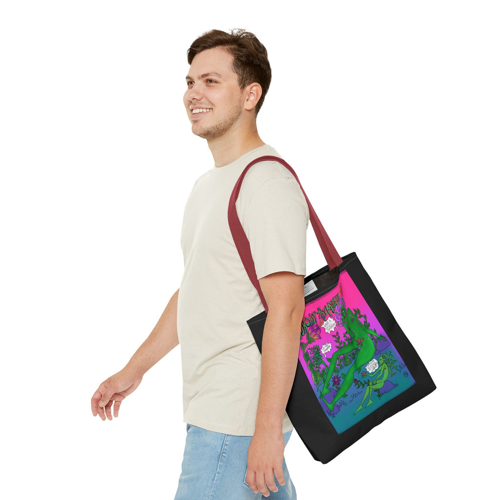 Psychedelic Garden Tote Bag — Colorful Alien Floral Art AOP