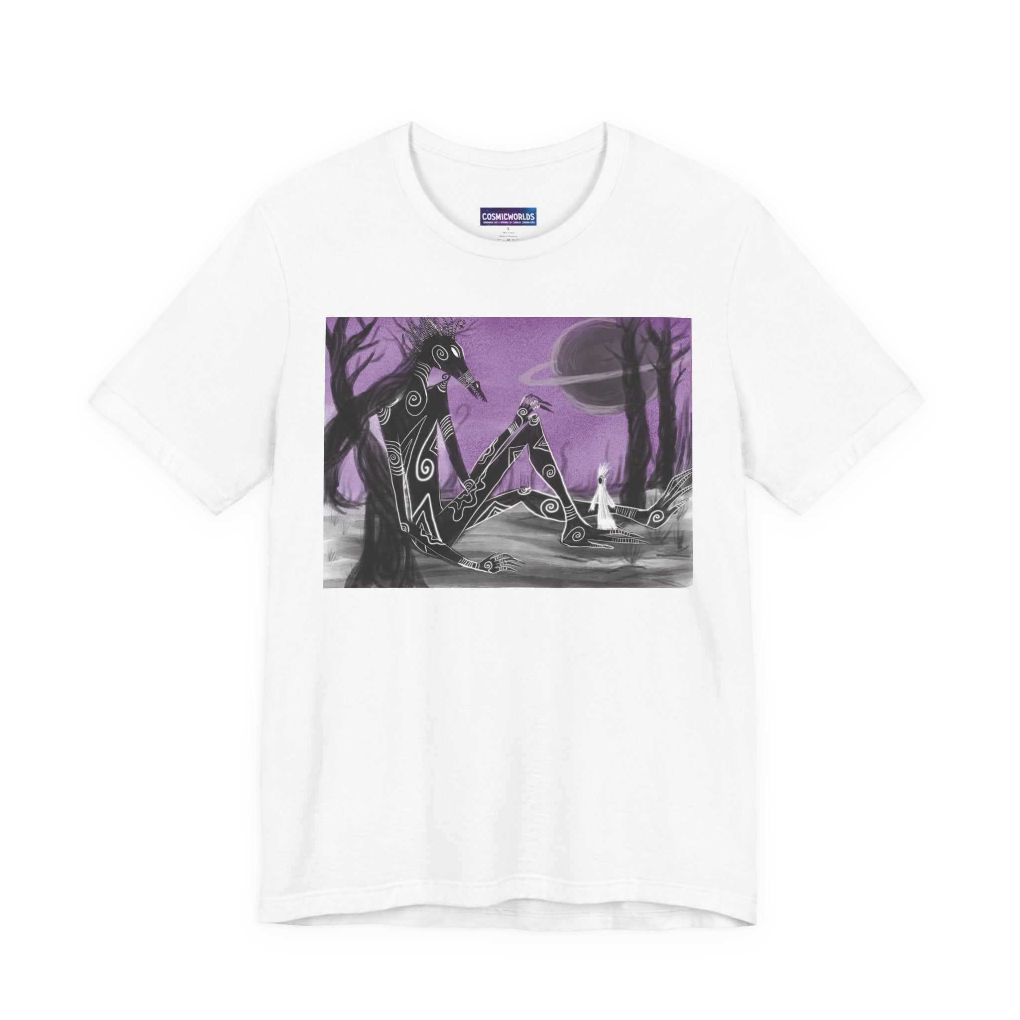 Surreal Purple Nightscape Tee — Giant Creature & Moon Graphic T‑Shirt