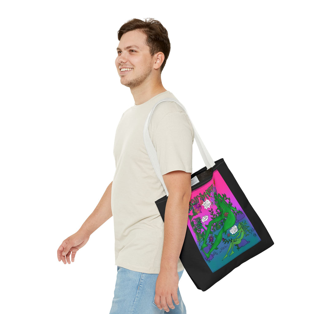 Psychedelic Garden Tote Bag — Colorful Alien Floral Art AOP