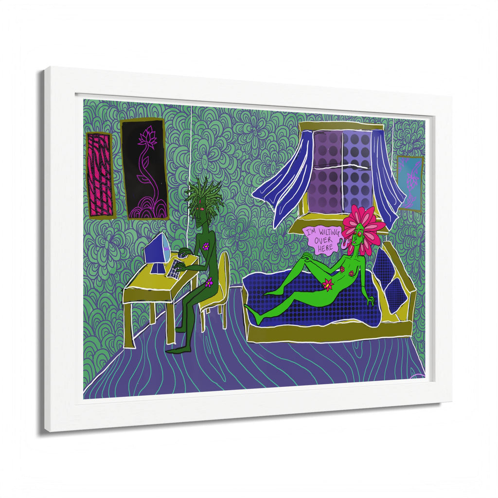 Surreal Floral Bedroom Art Print — Framed Poster