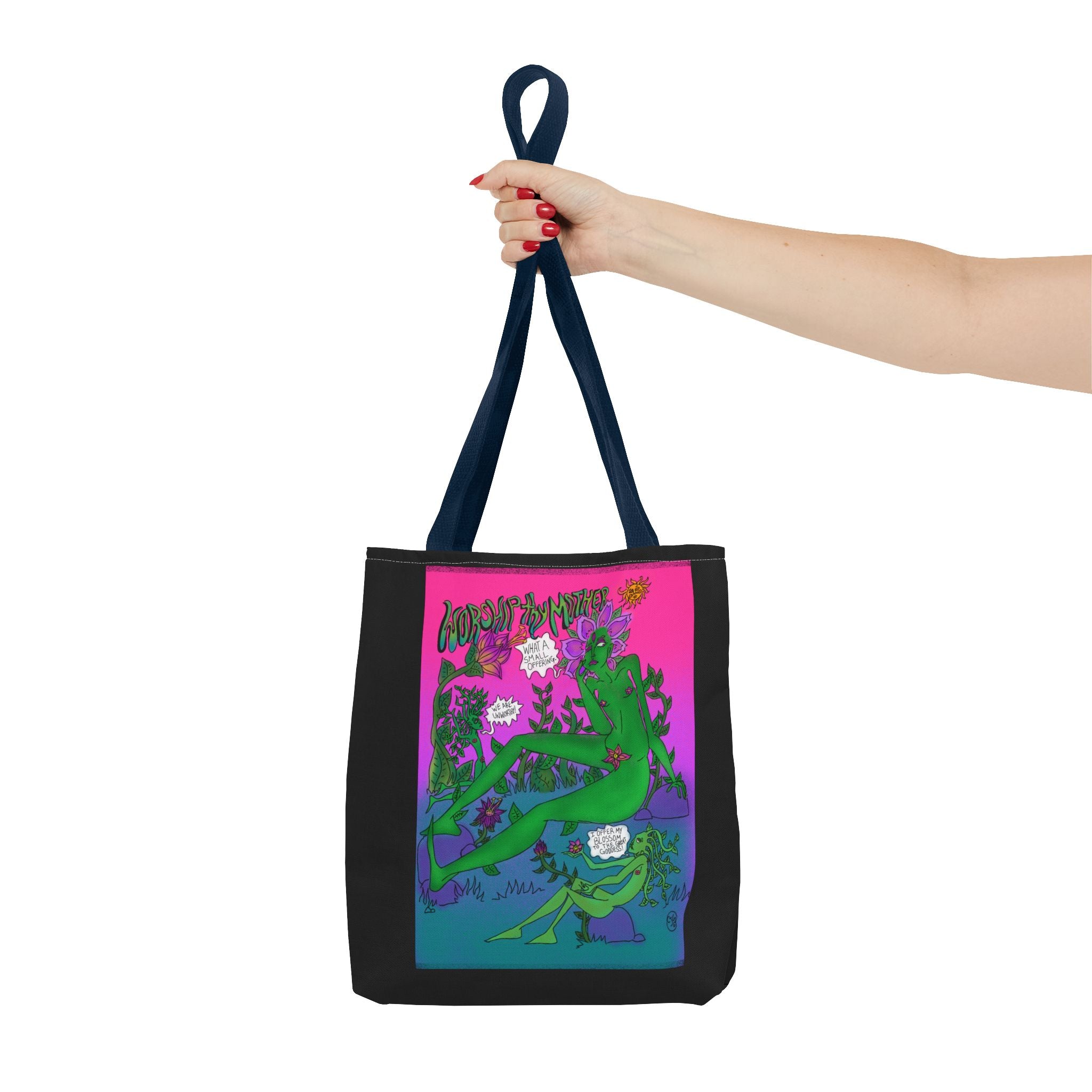 Psychedelic Garden Tote Bag — Colorful Alien Floral Art AOP