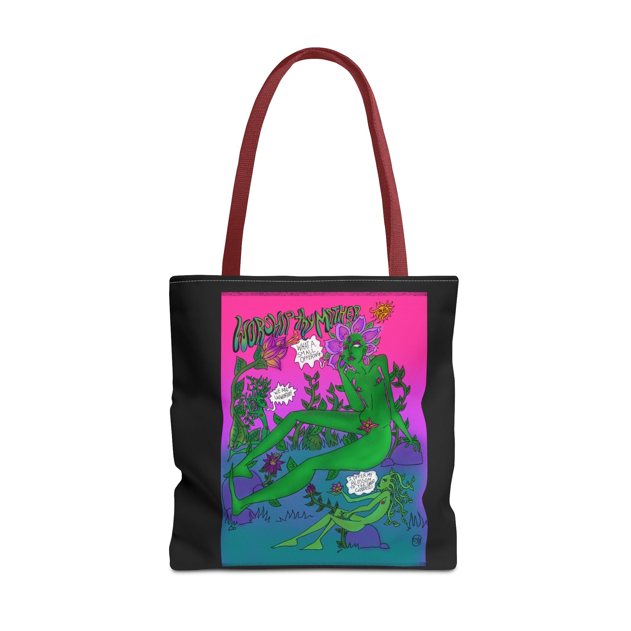 Psychedelic Garden Tote Bag — Colorful Alien Floral Art AOP