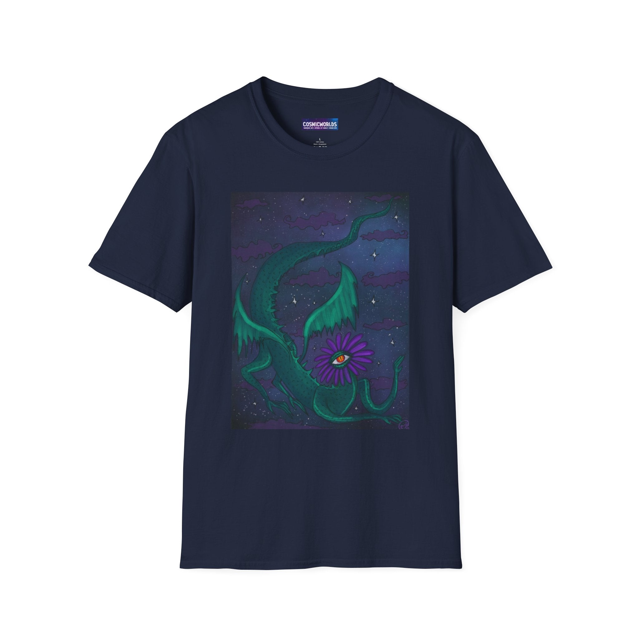 Celestial Night Bloom T-Shirt — Flower Dragon
