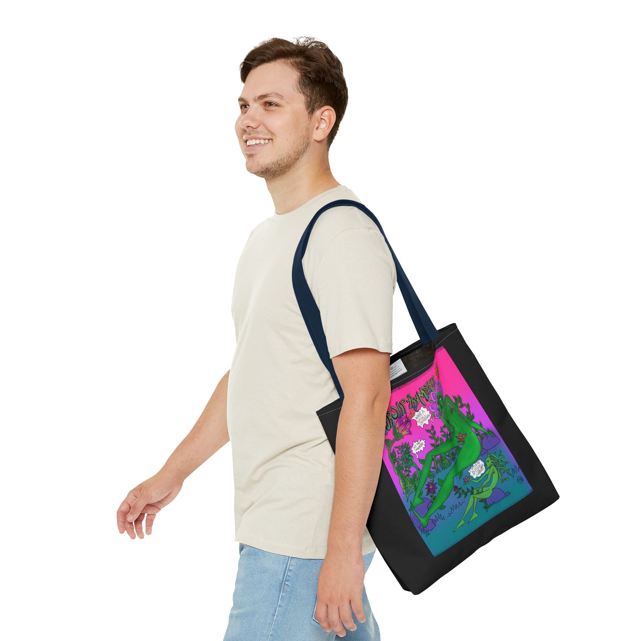 Psychedelic Garden Tote Bag — Colorful Alien Floral Art AOP